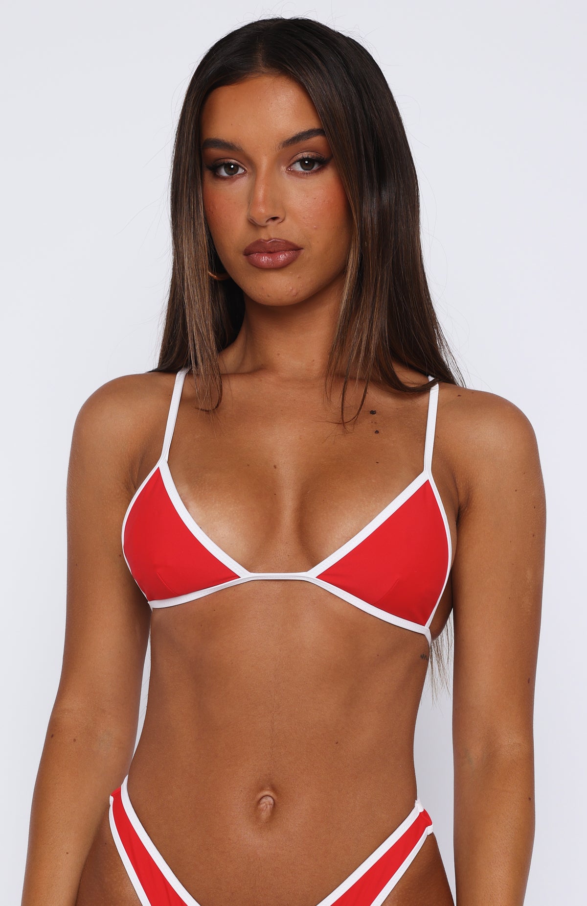 Premium Take Notice Bikini Top - Red/White | Ultimate Summer Style