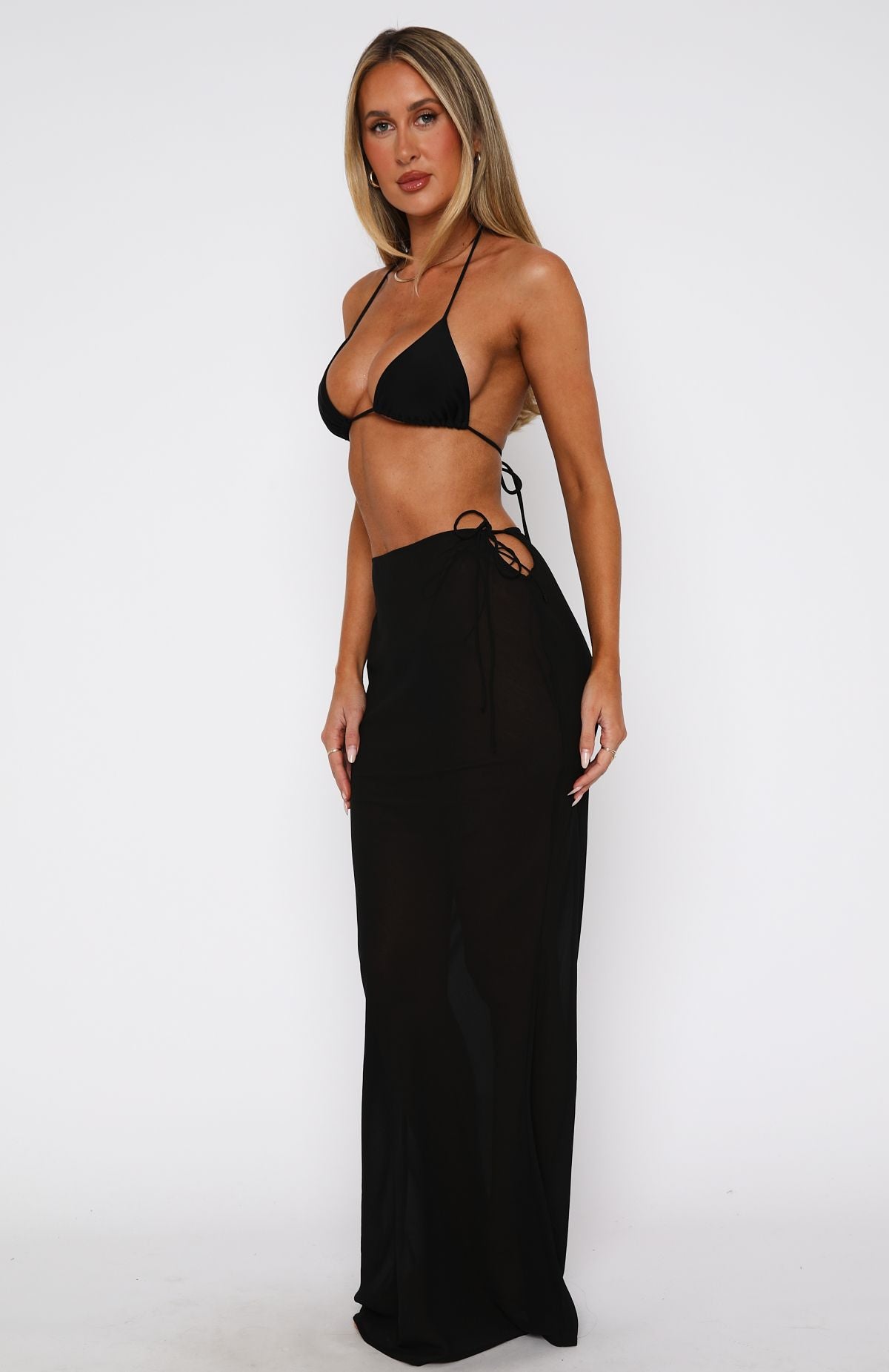 Premium Luminous Maxi Skirt - Ultimate Black