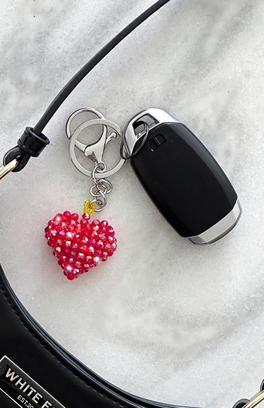 Premium Wolfie Heart Key Ring - Red
