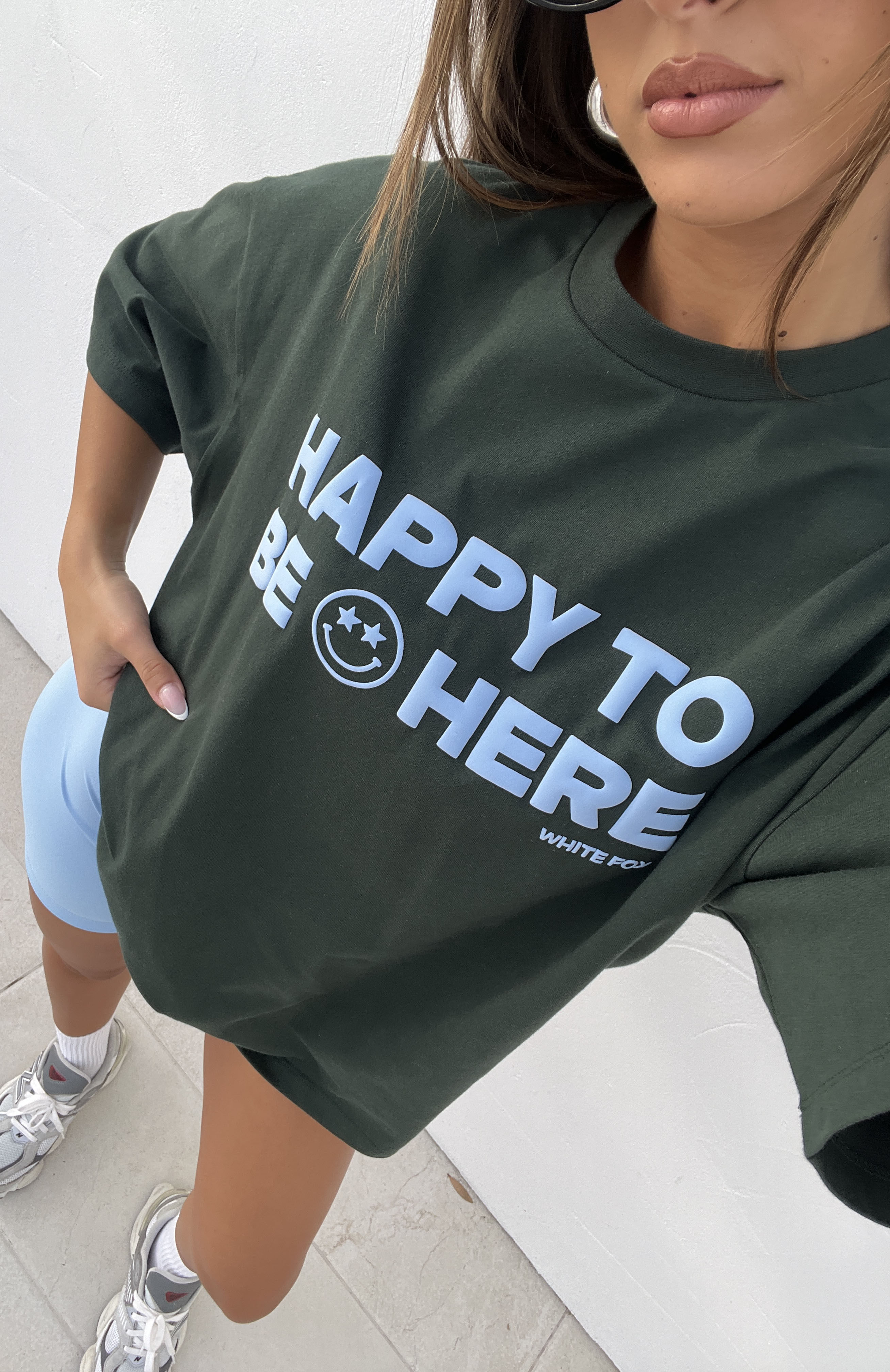 Premium Happy To Be Here Oversized Tee - Forest Green | Ultimate Comfort & Style