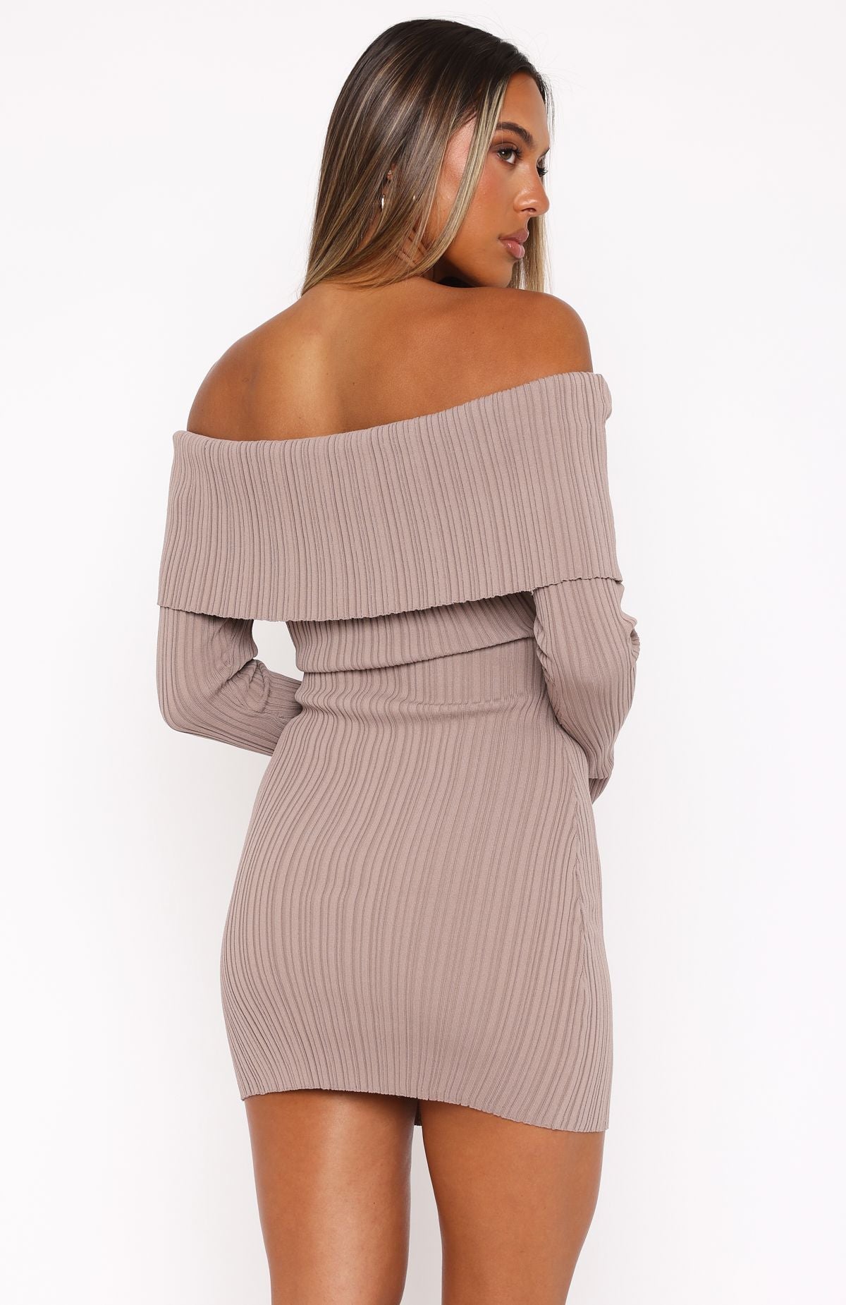 Ultimate Long Sleeve Mini Dress in Taupe - Premium Comfort & Style