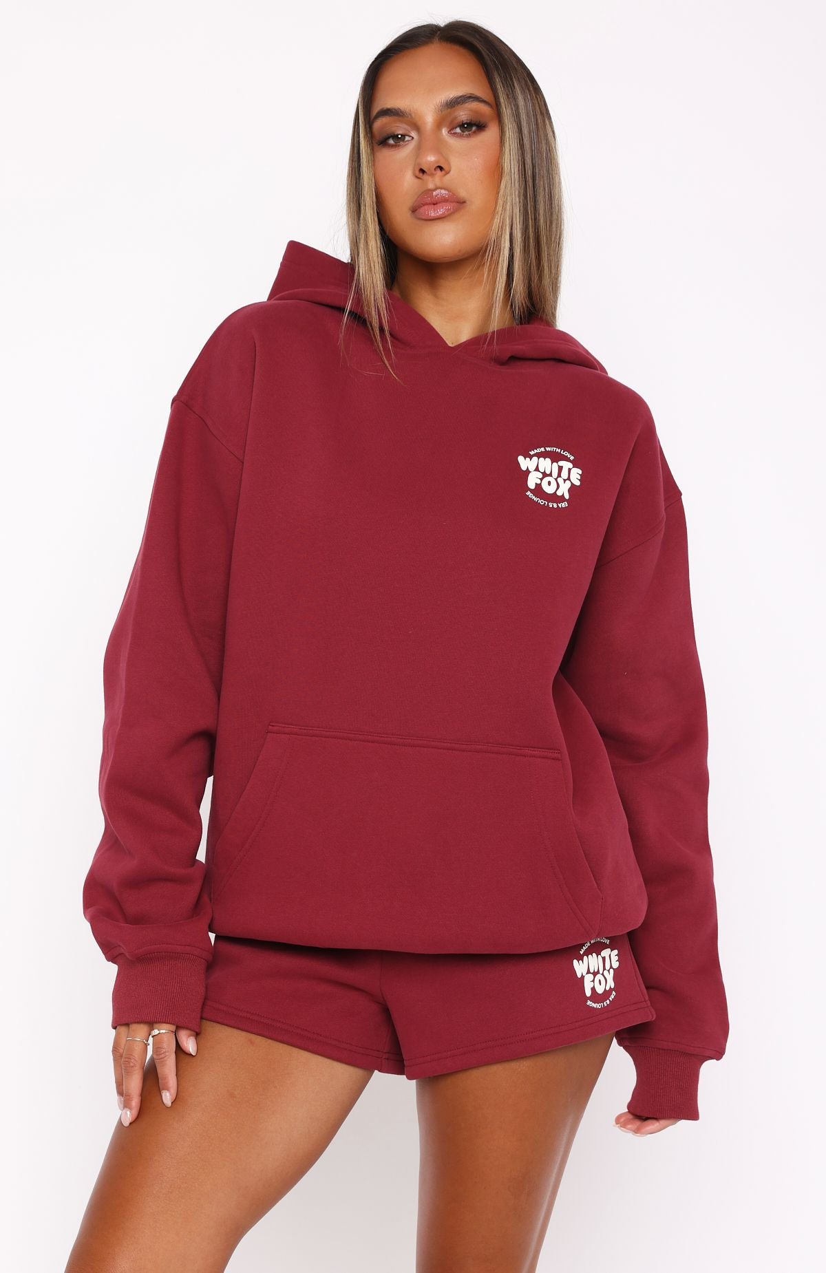 Ultimate Comfort With Love For You Oversized Hoodie - Burgundy