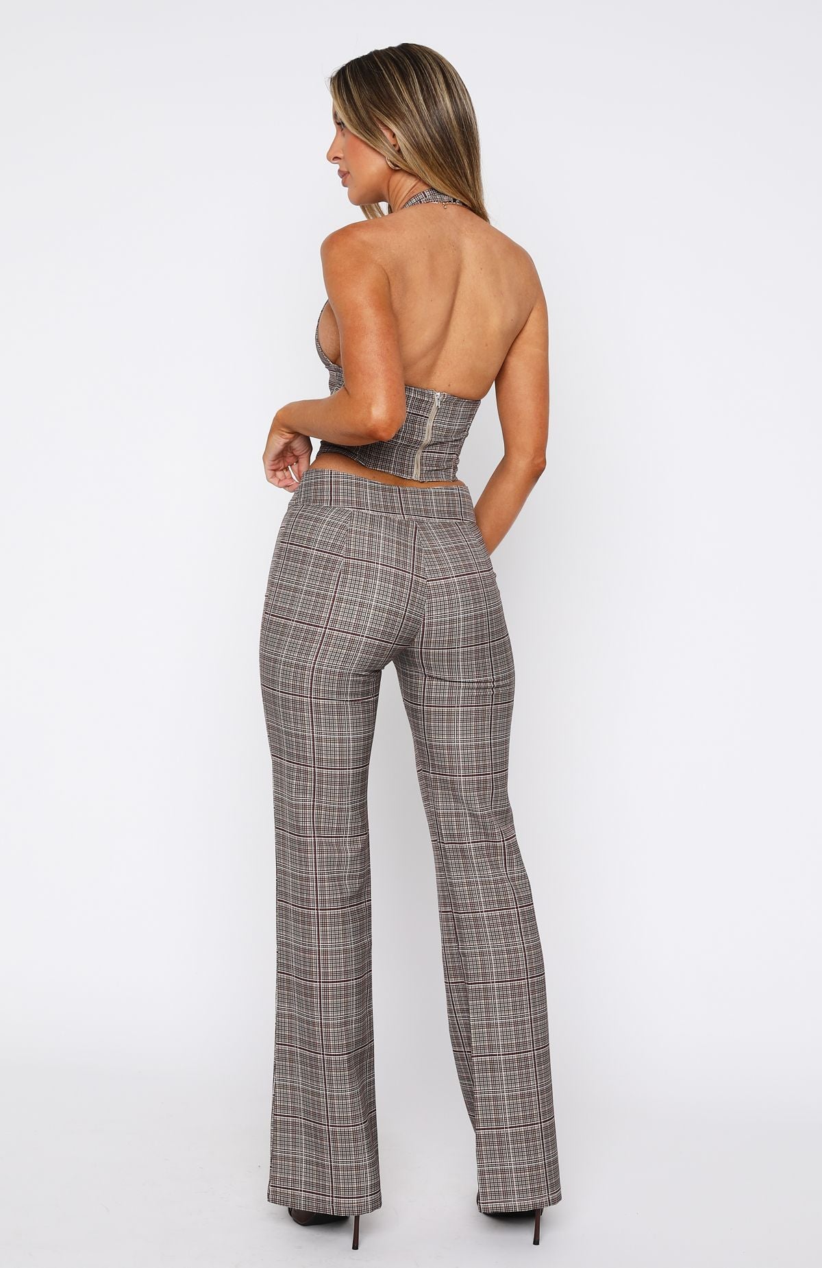 Premium Be Where You Are Slim-Fit Pants - Mocha Check