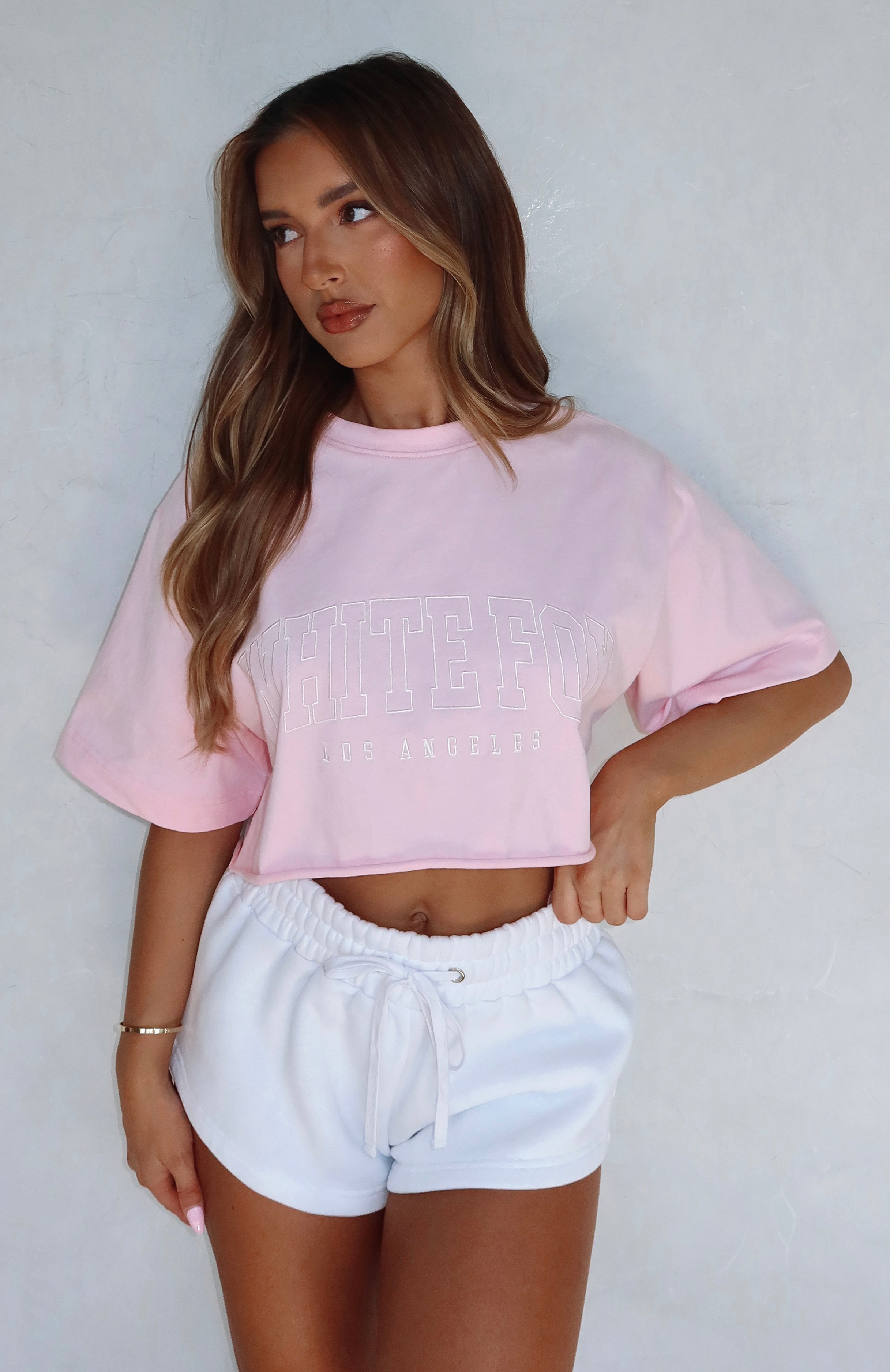 Premium Oversized Cropped Tee in Pink - Upgrade Your Style