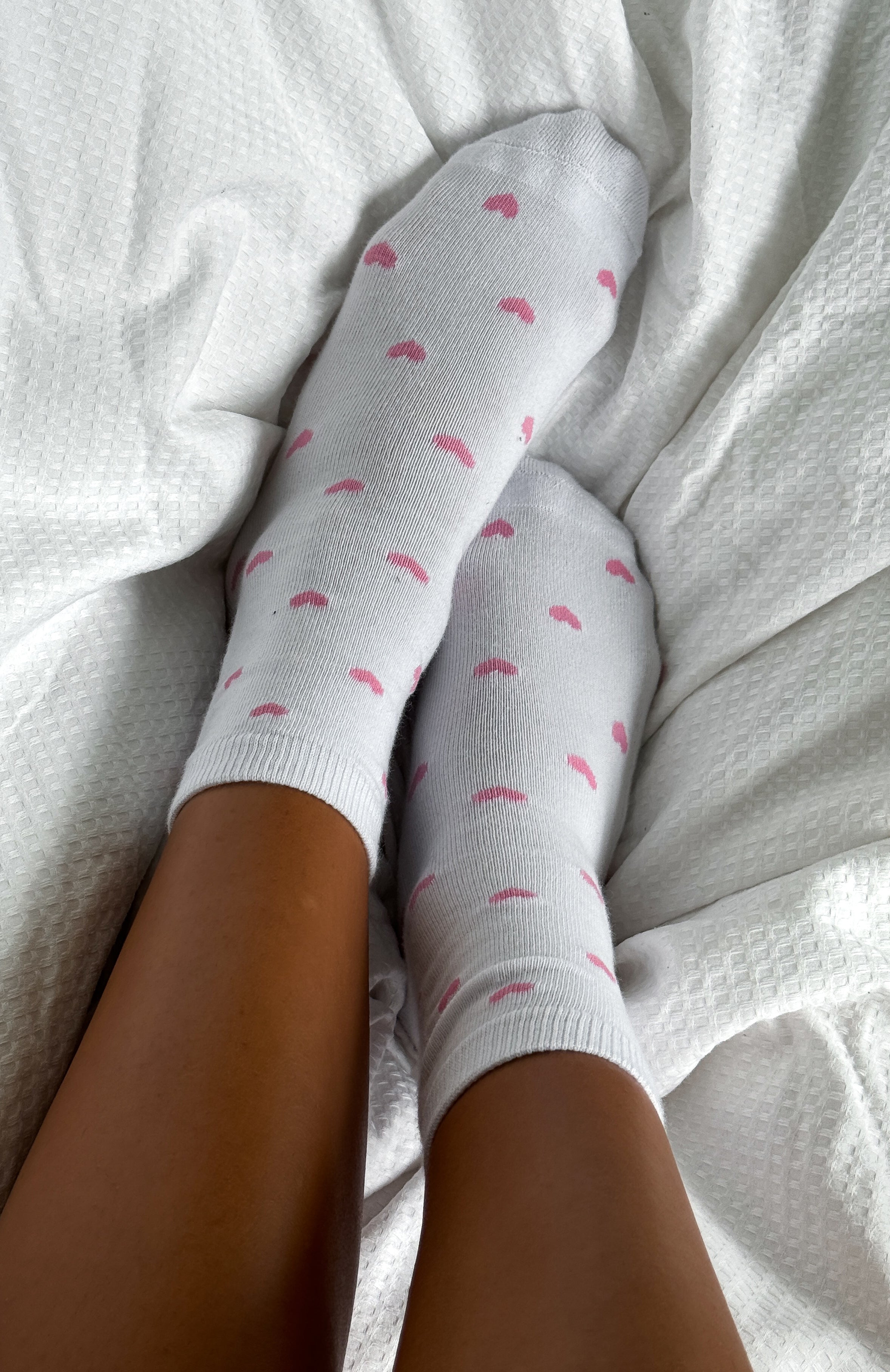Premium Lazy Days Cozy Socks - White/Pink