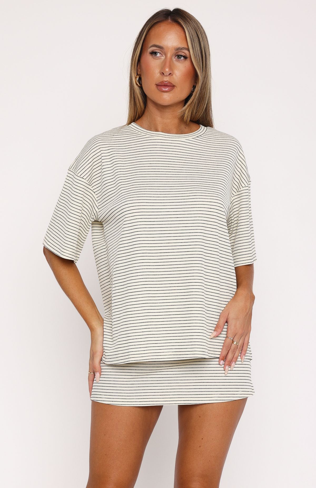 Ultimate Never The Less Top - Cream & Black Stripe