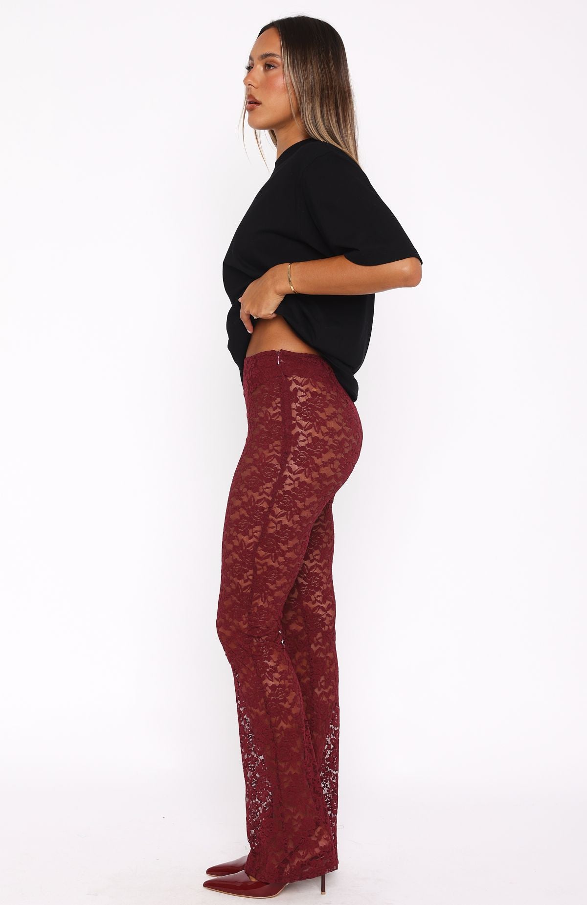 Premium New Era Lace Pants in Wine