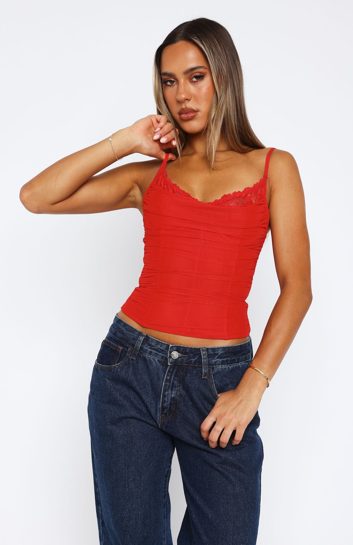 Ultimate Red Lace Bustier - Heavenly Image