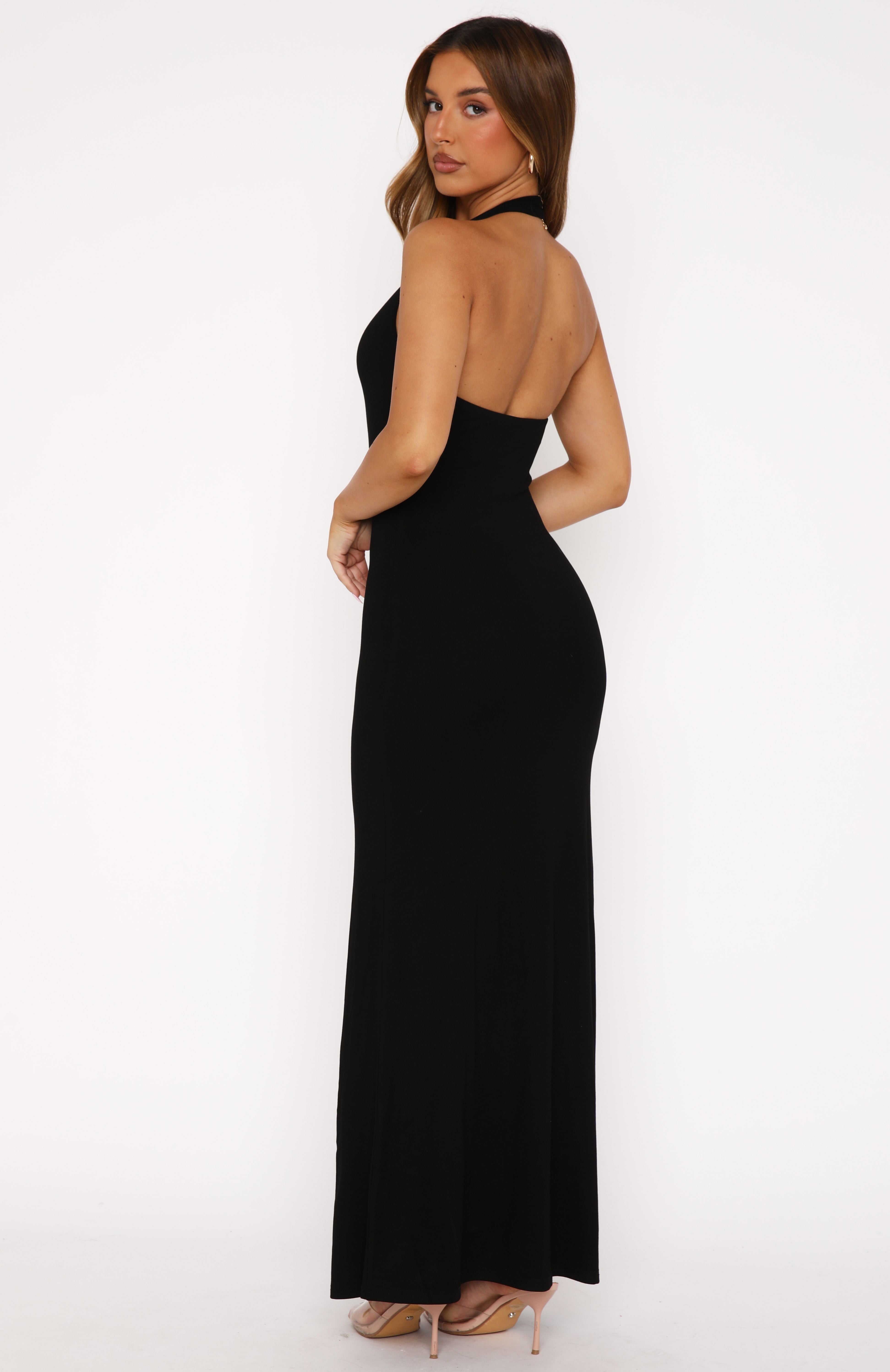 Premium Took A Chance Halter Maxi Dress - Black