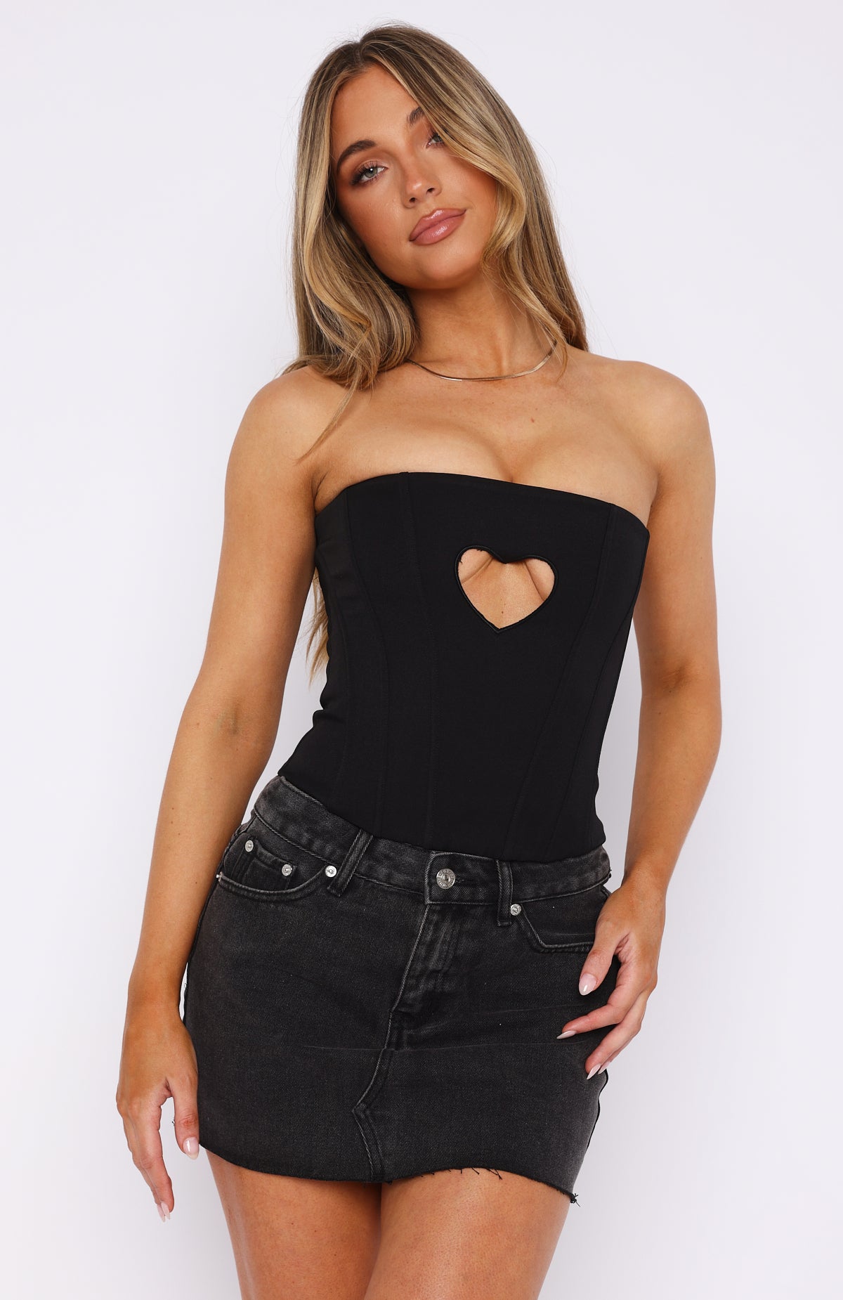 Premium Never Love Again Strapless Bustier - Black