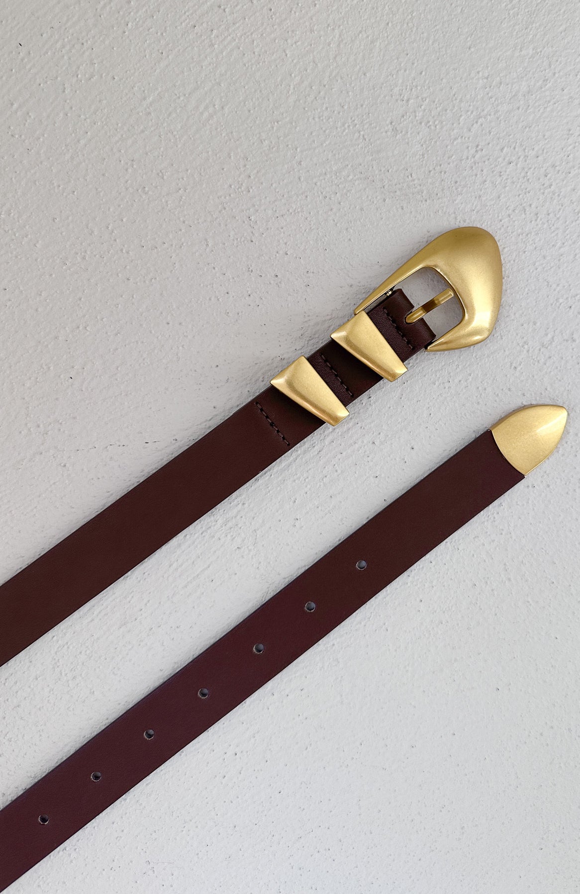 Premium Malcolm Leather Belt in Chocolate/Vintage Gold