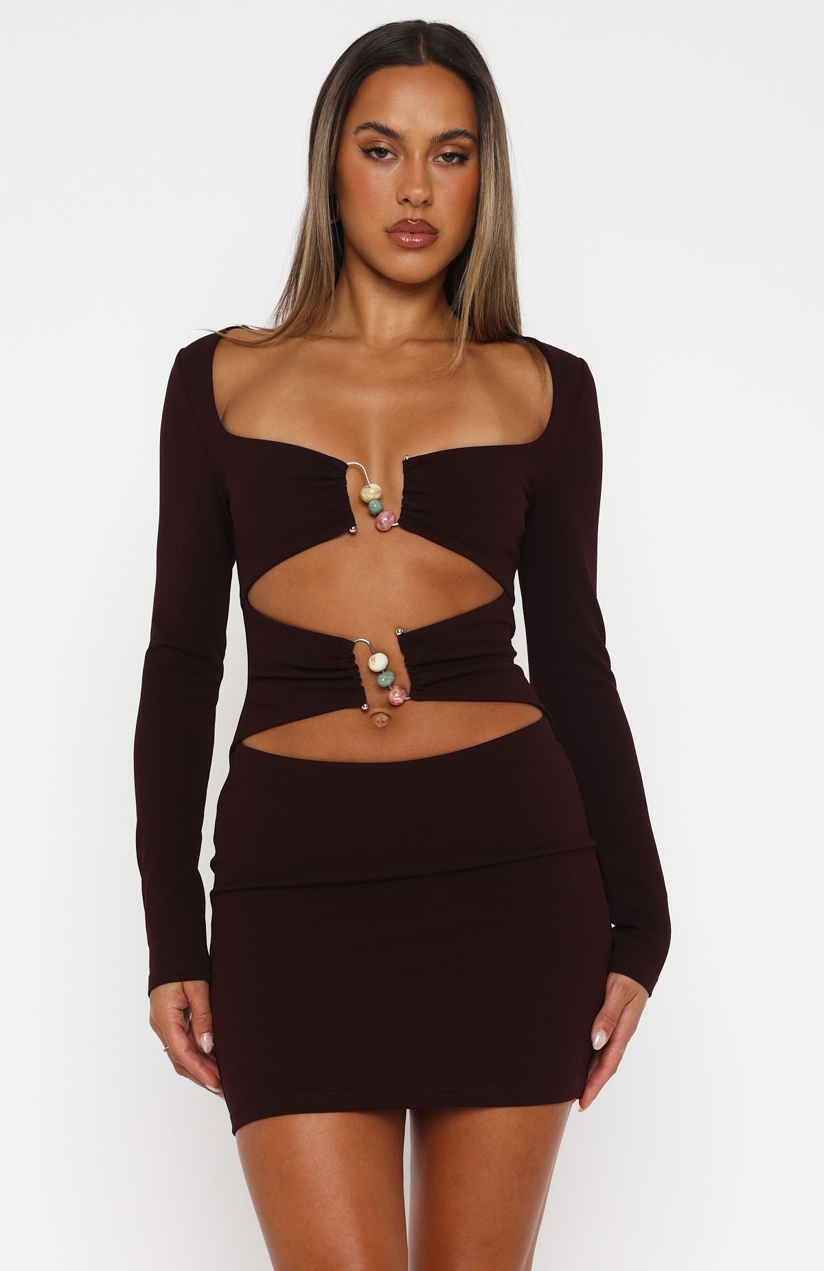 Ultimate Long Sleeve Mini Dress - Dark Burgundy | Premium Style