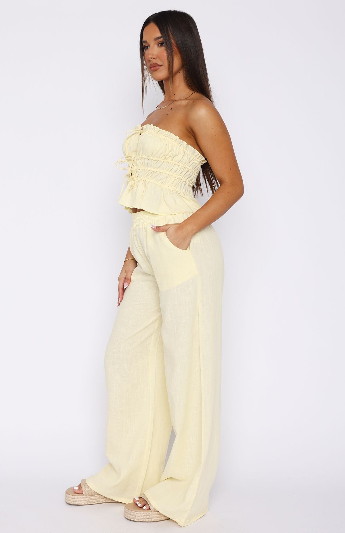 Premium Secret Society Lemon Linen Pants