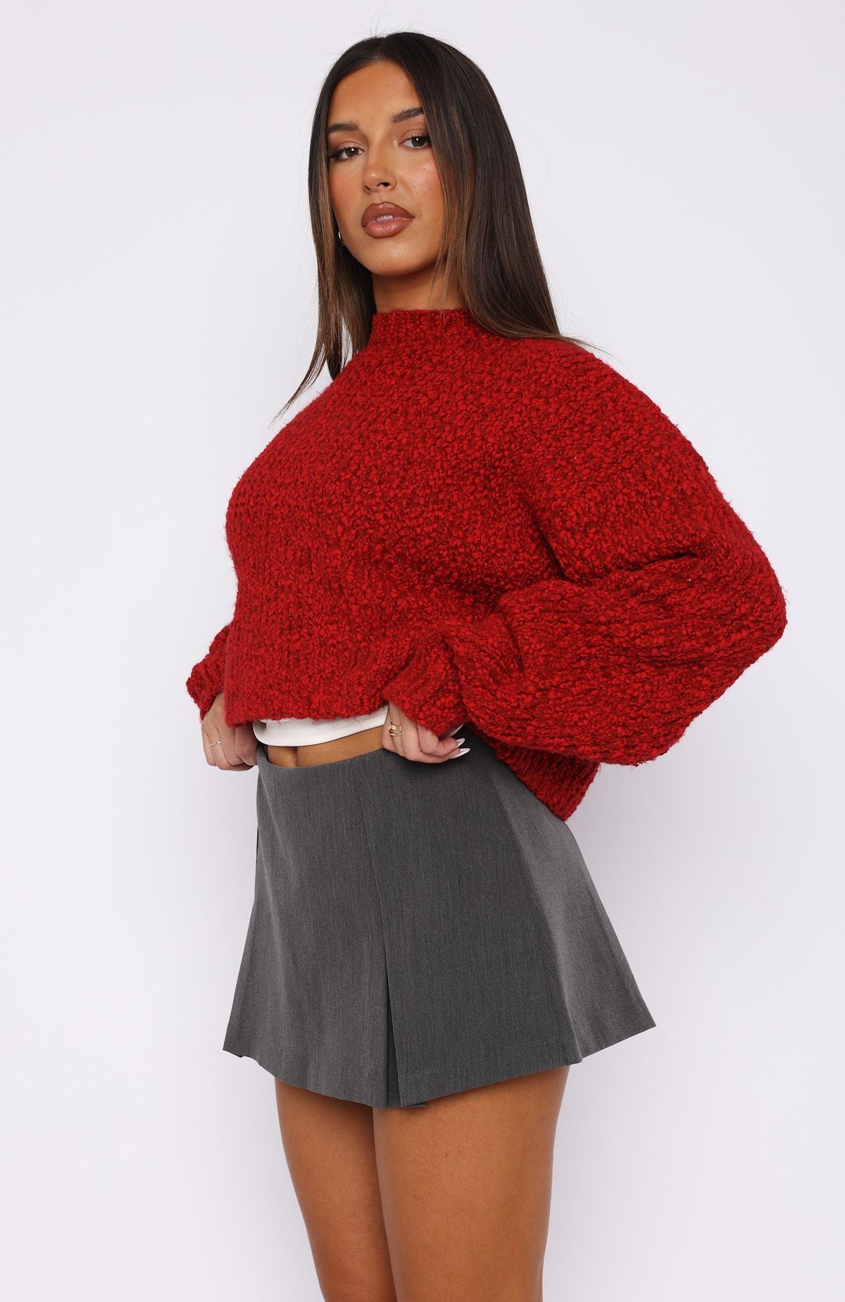 Ultimate Cozy Red Knit Sweater - Leave Without Me