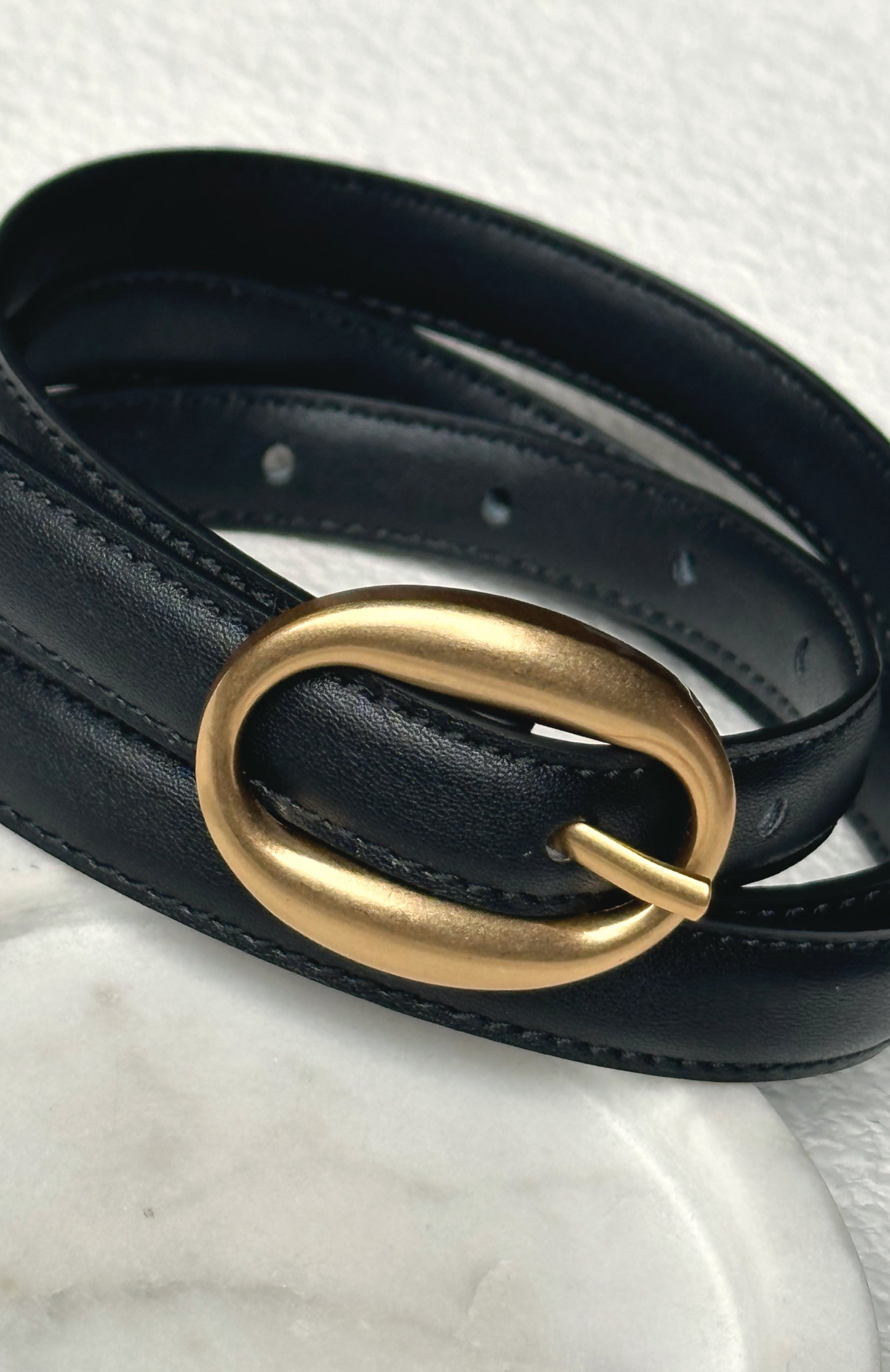 Premium Ron Belt in Black & Vintage Gold