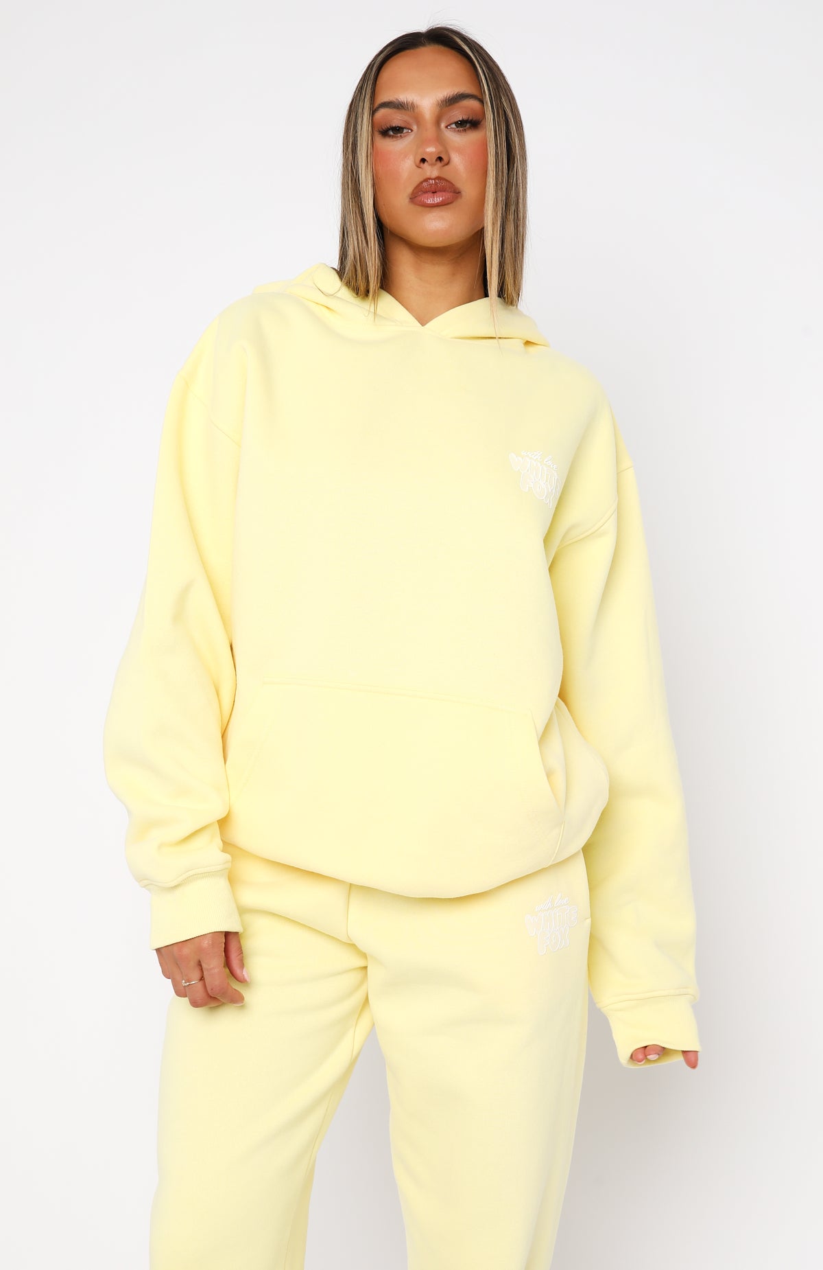 Premium With Love Always Oversized Hoodie - Lemon