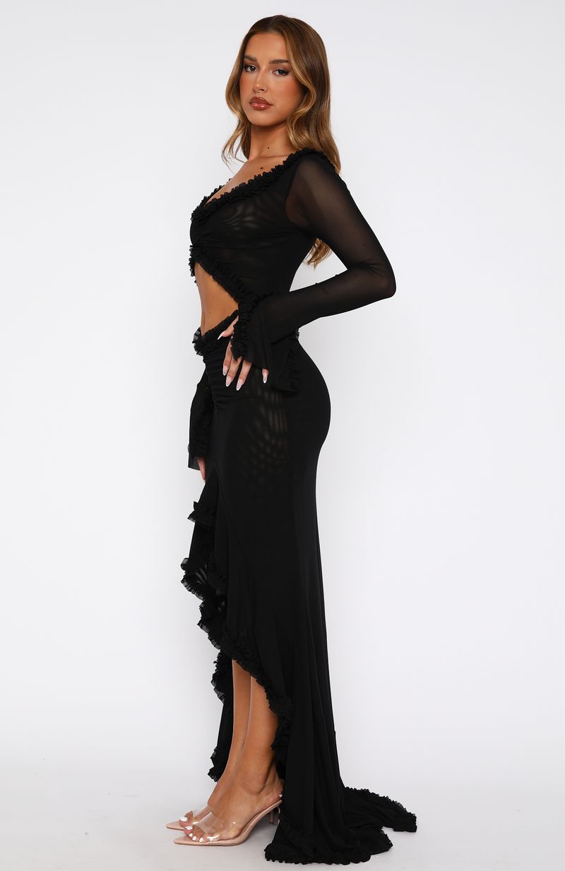 Ultimate Black Mesh Maxi Dress – Long Sleeve Elegance