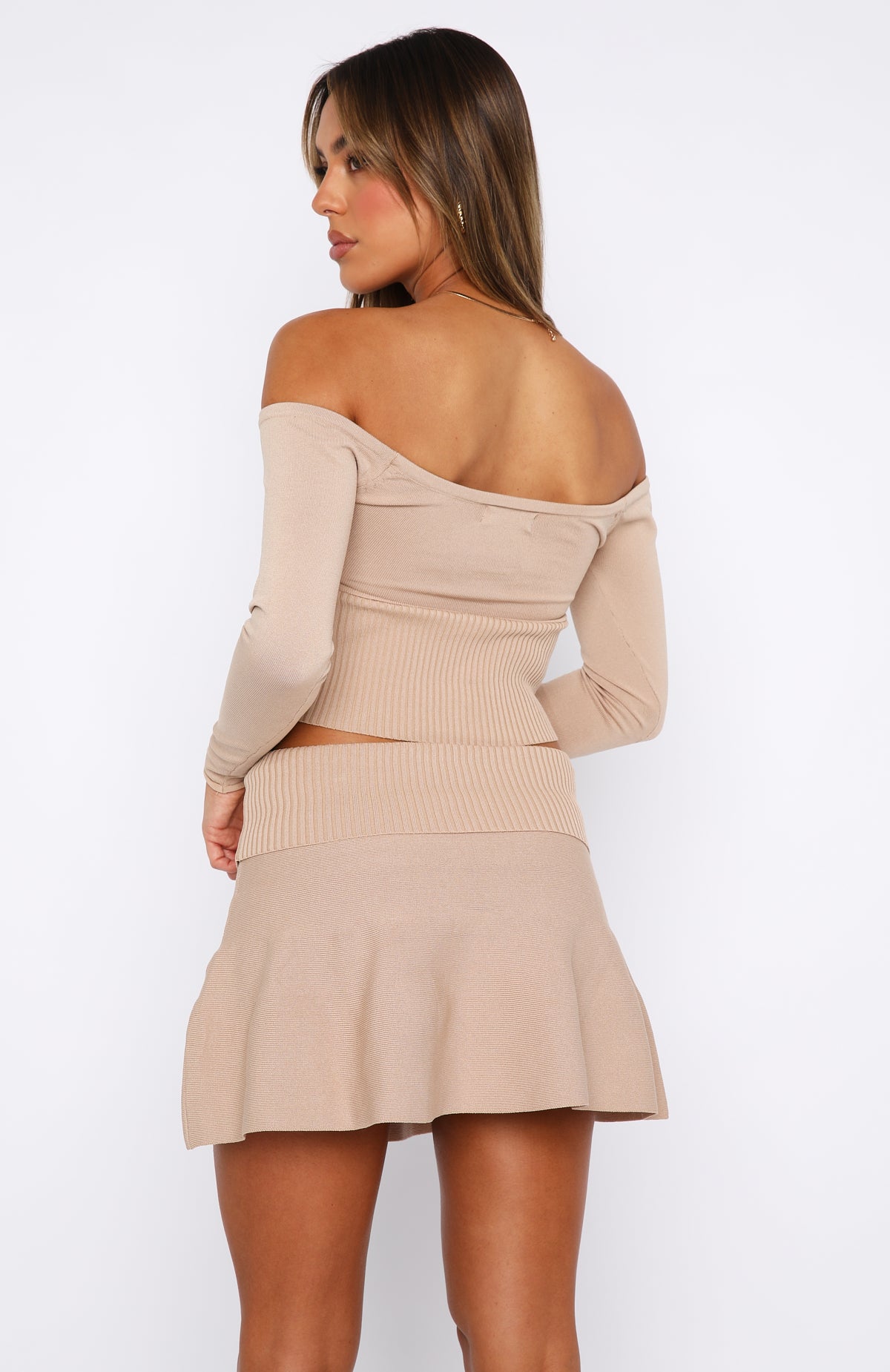 Premium Knitted Mini Skirt in Oatmeal - Ultimate Night Out Essential