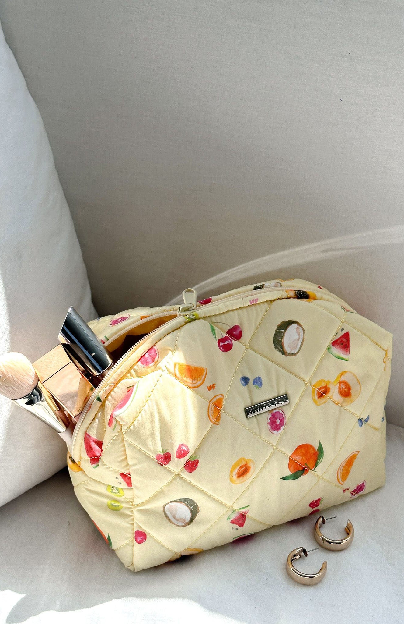 Premium Quilted Cosmetic Bag - Fruit Salad Collection