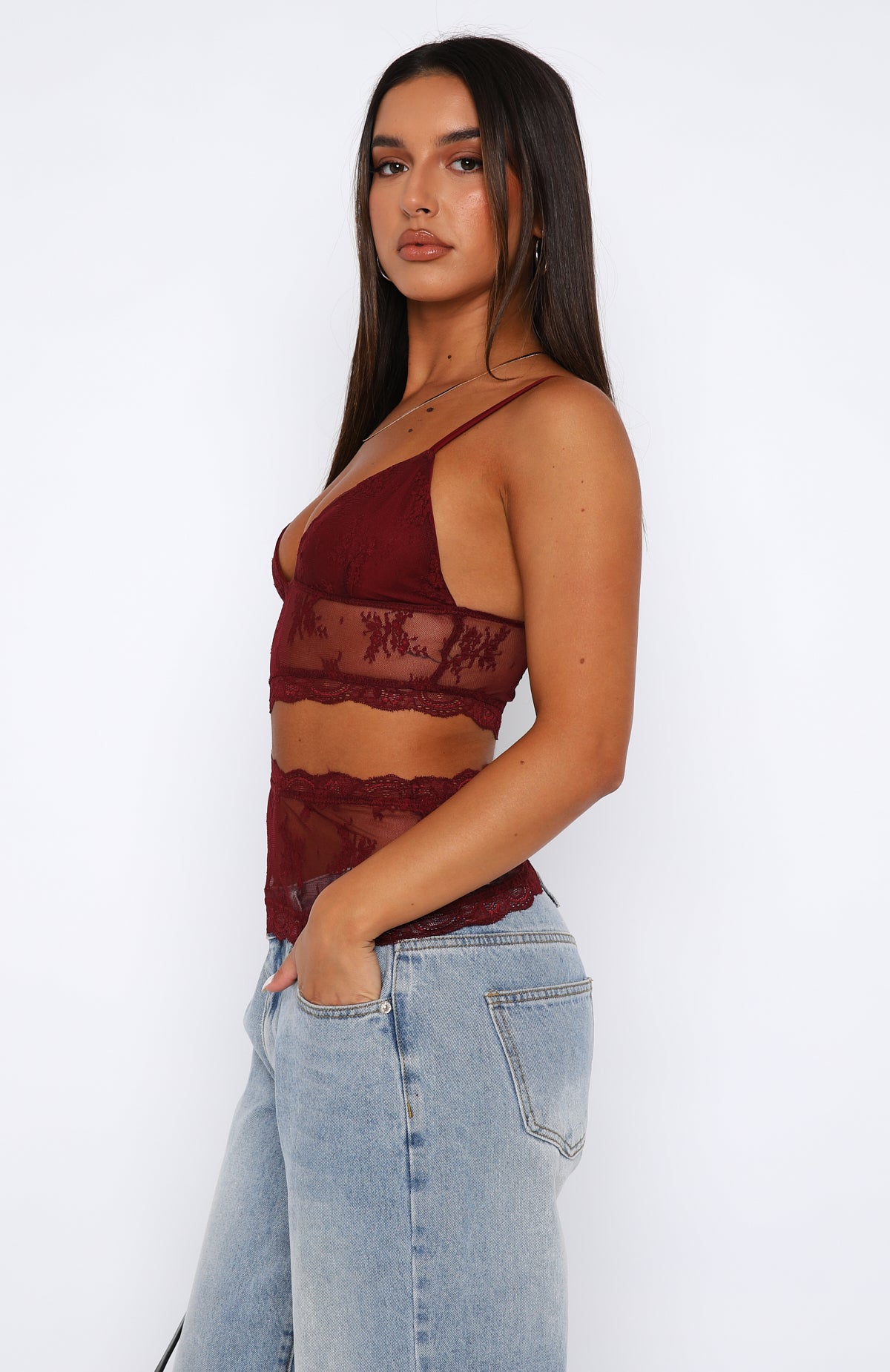 Ultimate Lace Elegance Top - Wine