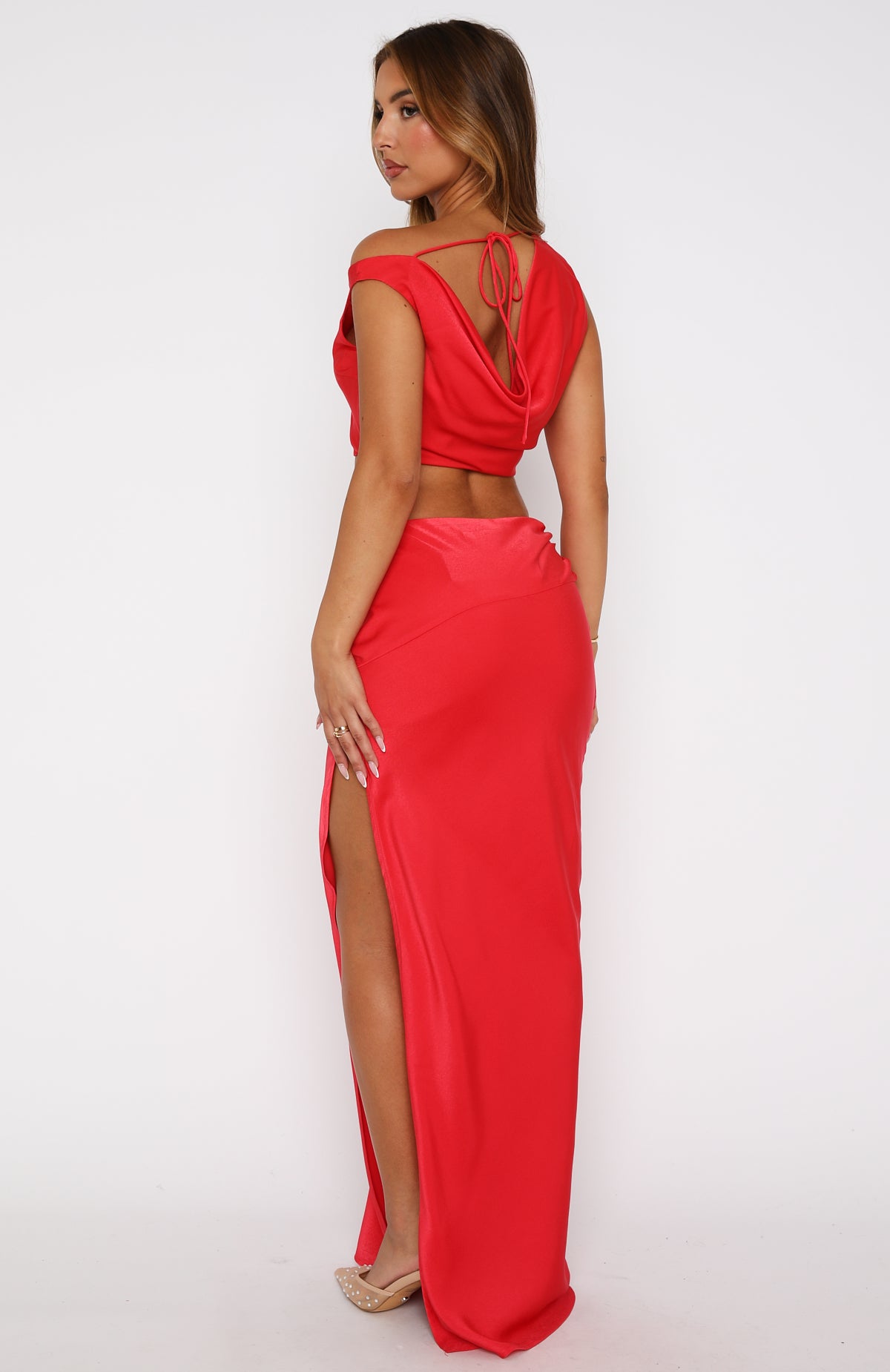 Premium From Me To You Maxi Skirt - Ultimate Red Elegance