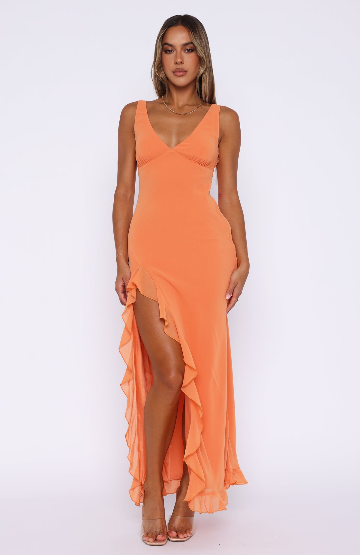 Premium Tell Me Everything Maxi Dress in Melon