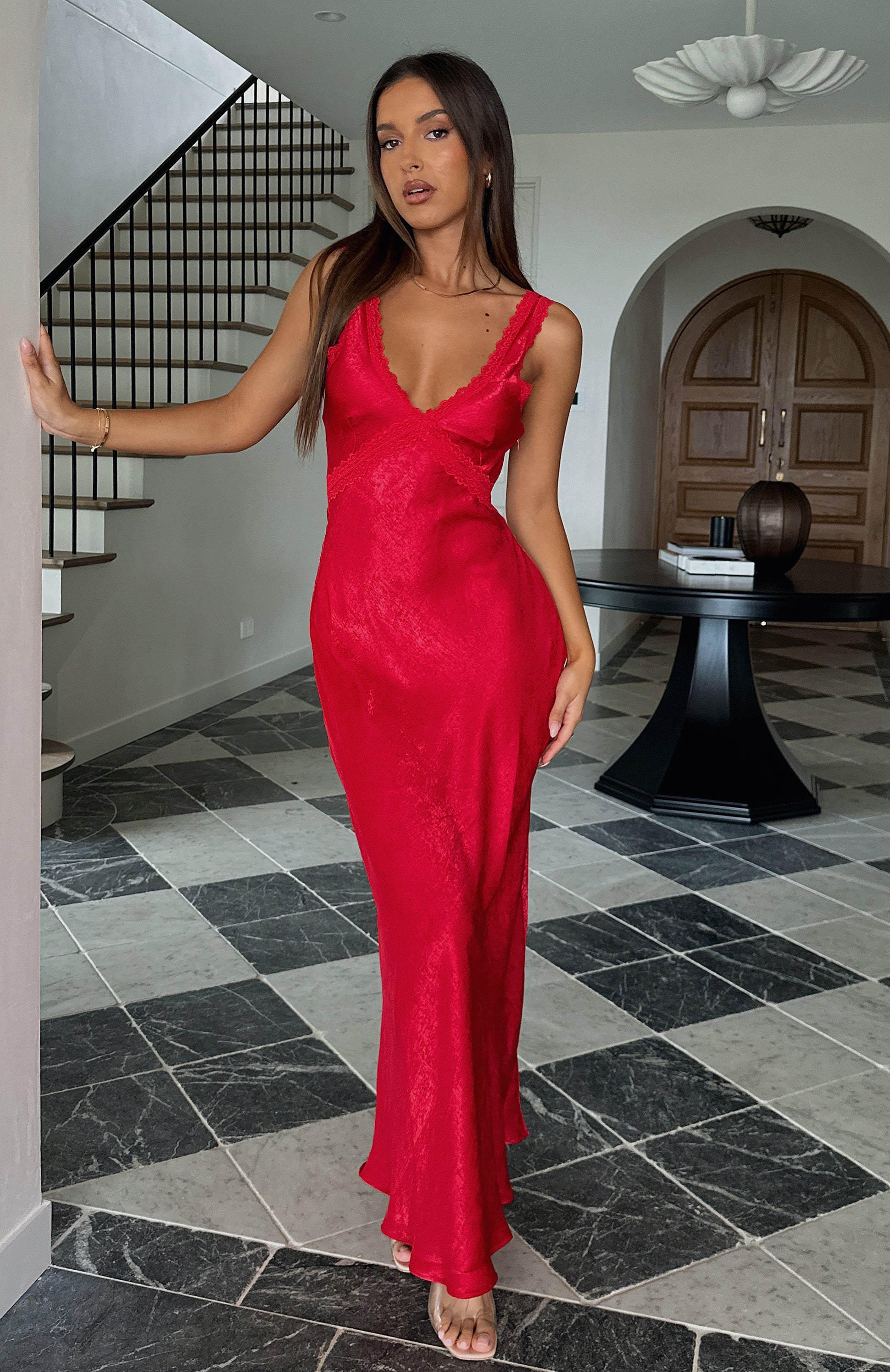 Premium Cherry Maxi Dress - Ultimate Event Ready Elegance