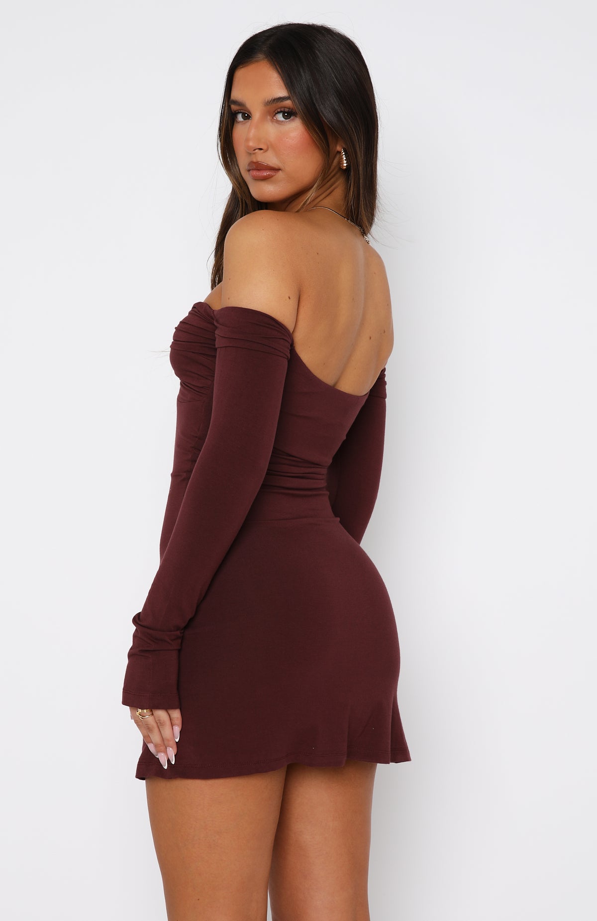 Ultimate Off-Shoulder Mini Dress - Chocolate