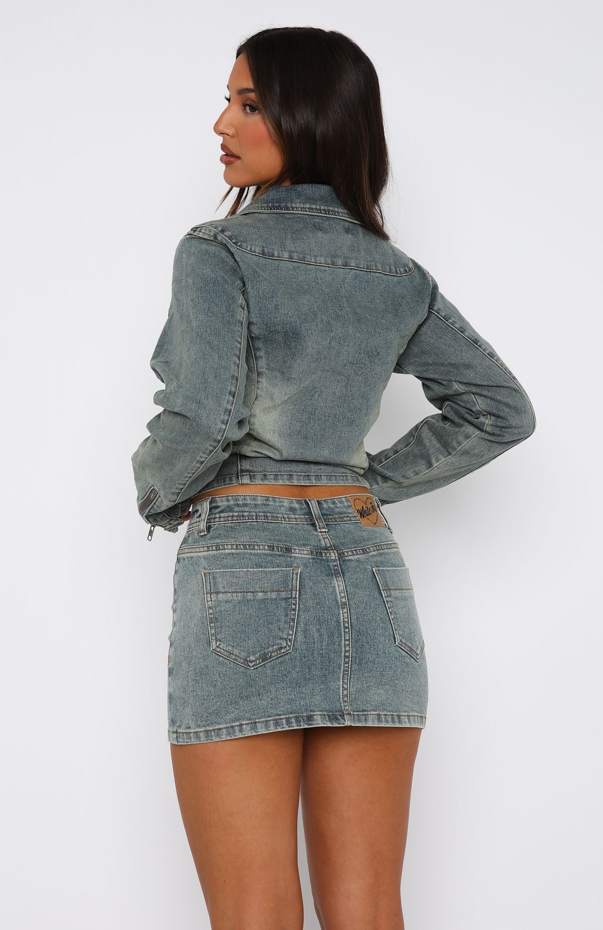 Premium Kayla Denim Mini Skirt - Brown Blue Wash | Ultimate Weekend Style