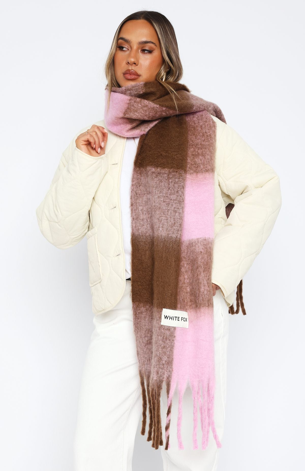 Premium Colorado Knit Scarf - Pink & Chocolate