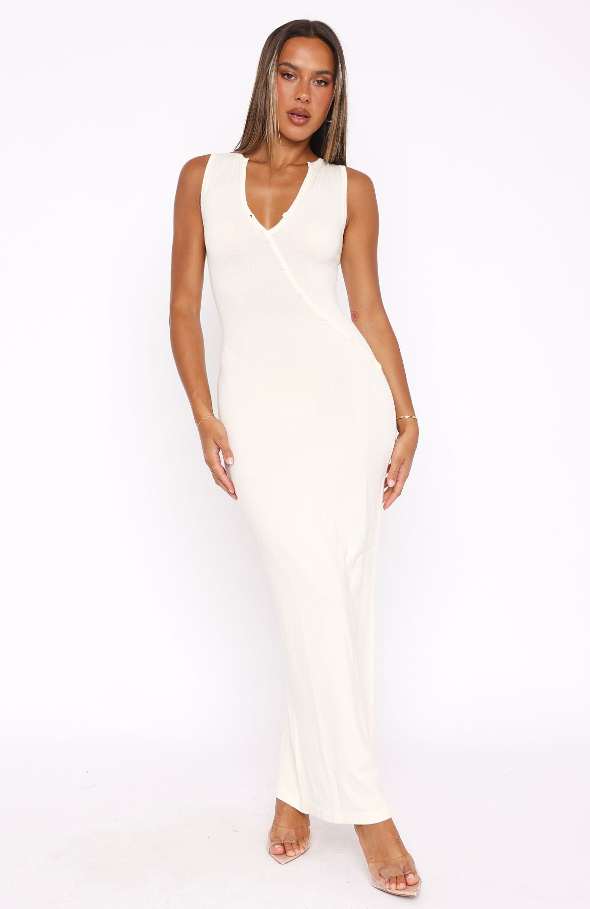 Premium She's Back Maxi Dress - Ultimate Comfort in Off White