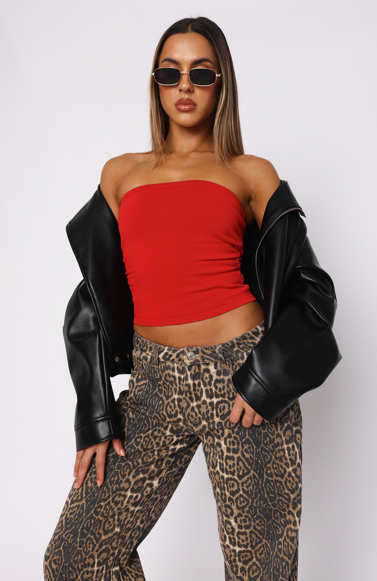 Ultimate Strapless Crop Top - Vibrant Red