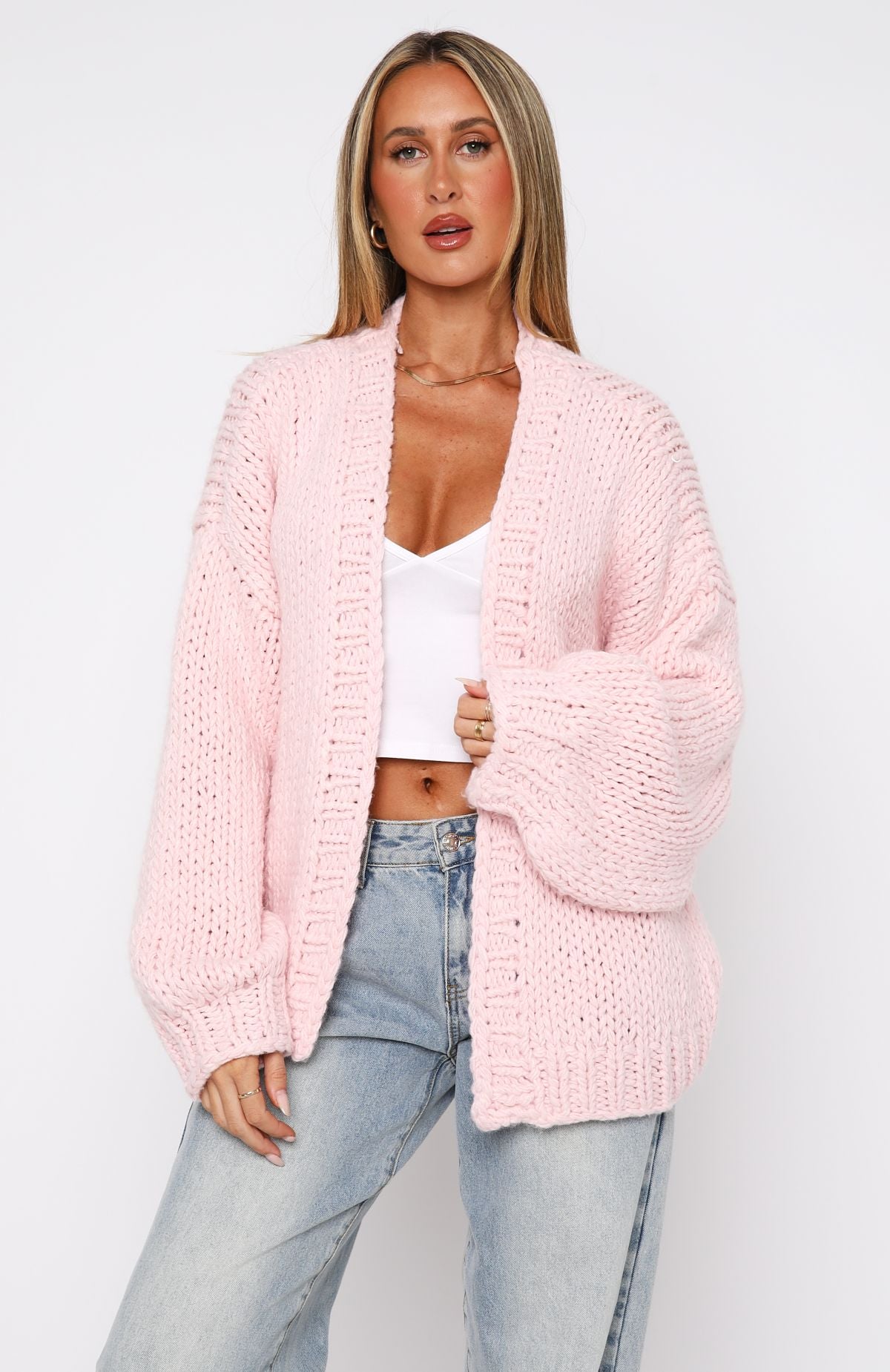 Ultimate Comfort Knit Cardigan in Baby Pink