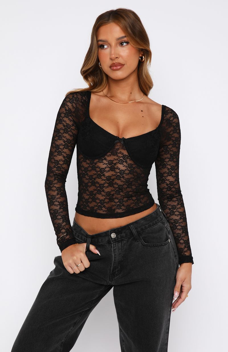 Premium Black Lace Long Sleeve Top - Ultimate Night Out Essential