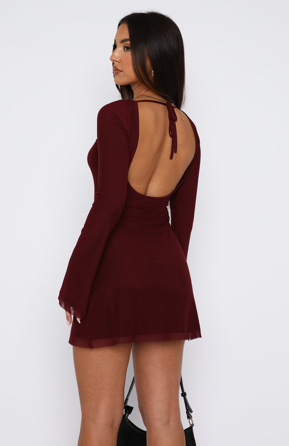 Ultimate Elegance: Excuse Me Miss Long Sleeve Mini Dress in Wine