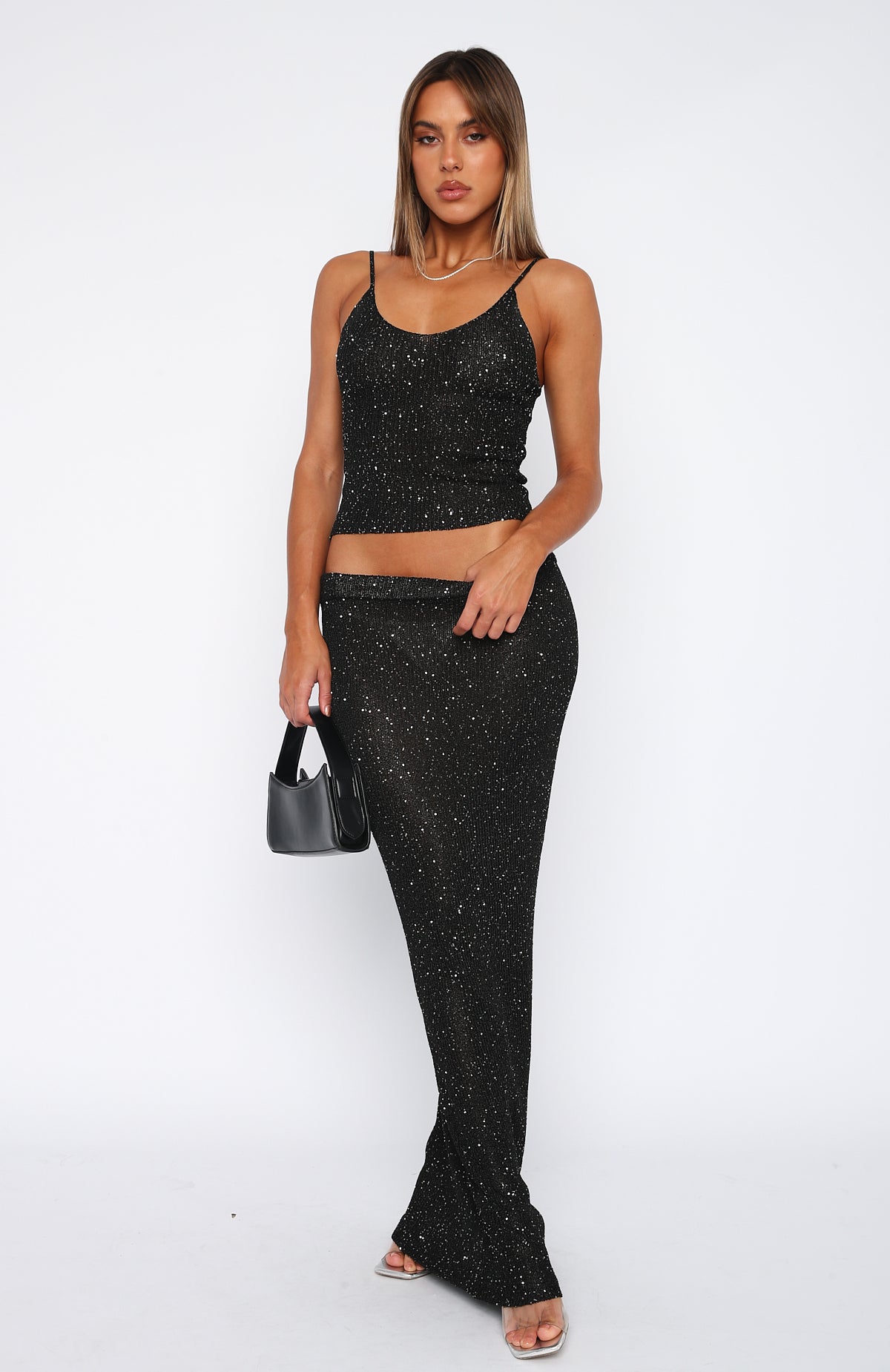 Ultimate Star Shine Sequin Maxi Skirt - Black