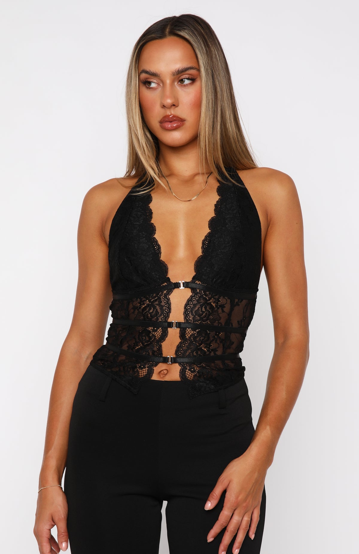 Premium Night Out Halter Top - Black