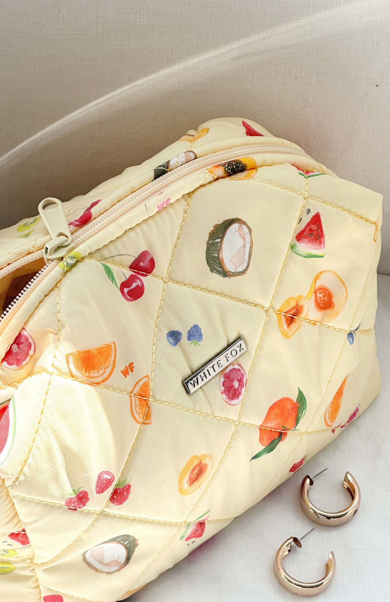 Premium Quilted Cosmetic Bag - Fruit Salad Collection