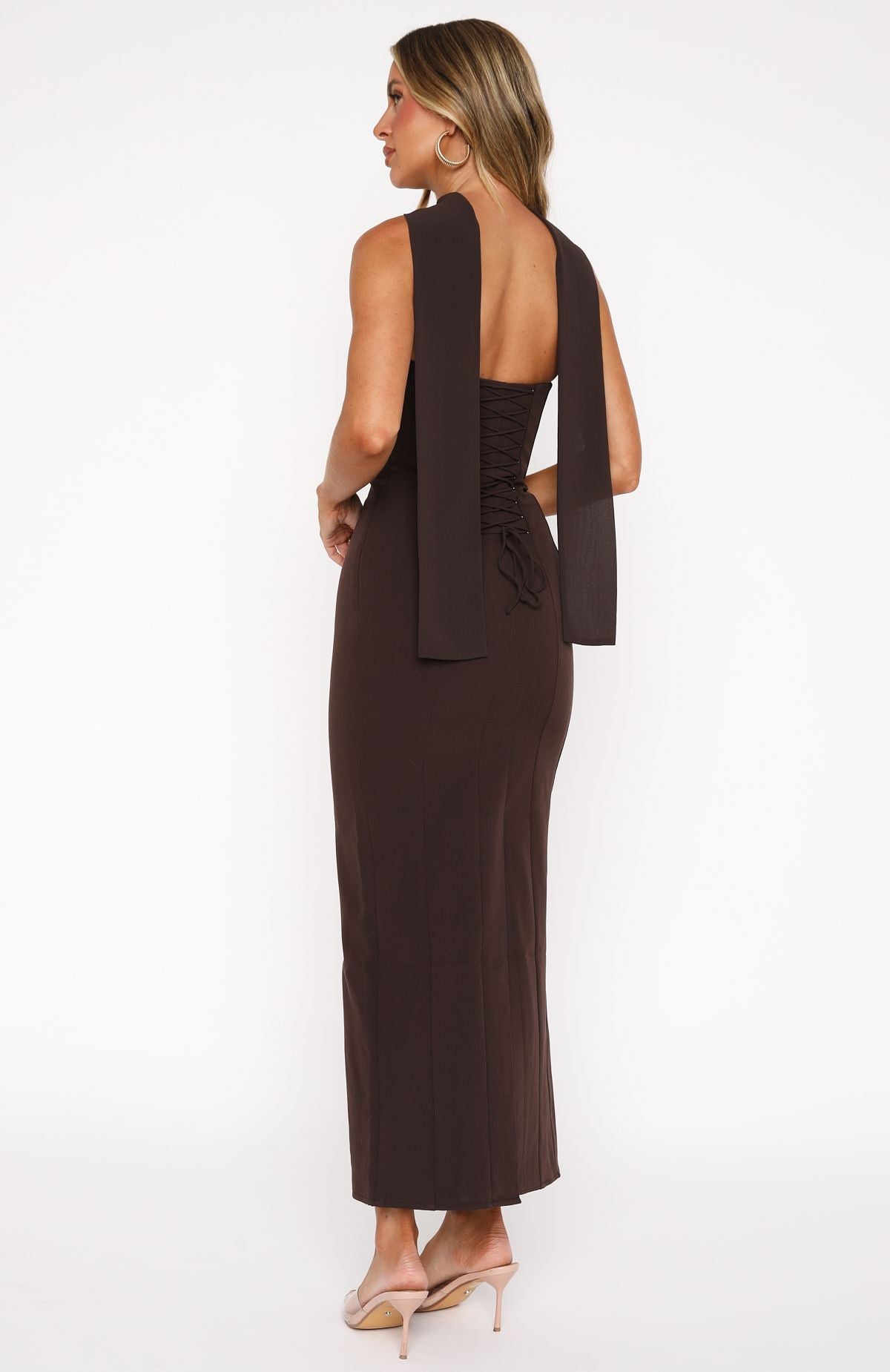 Ultimate Raining Hearts Strapless Maxi Dress in Luxurious Chocolate