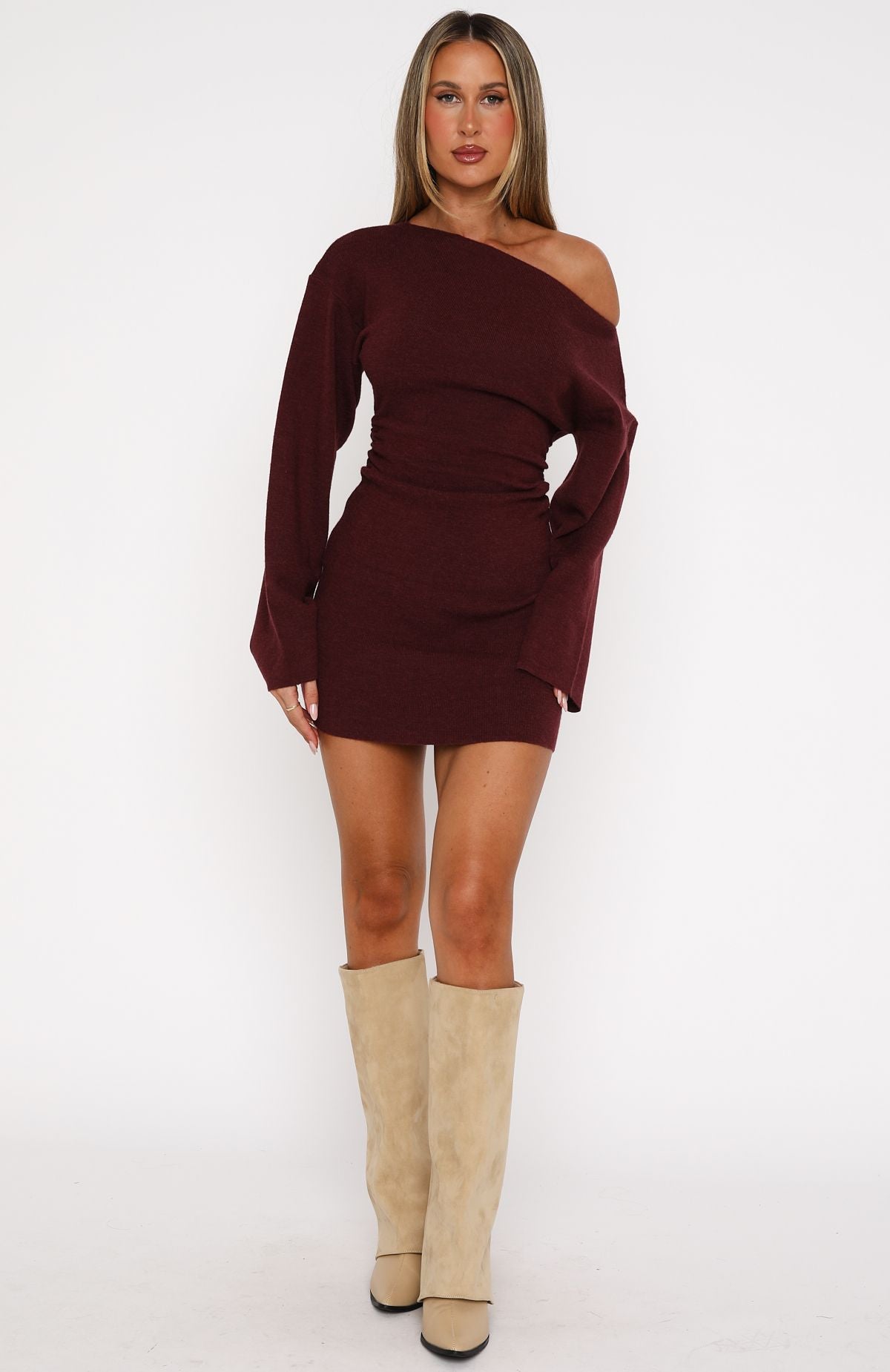 Premium Strange World Burgundy Long Sleeve Mini Dress