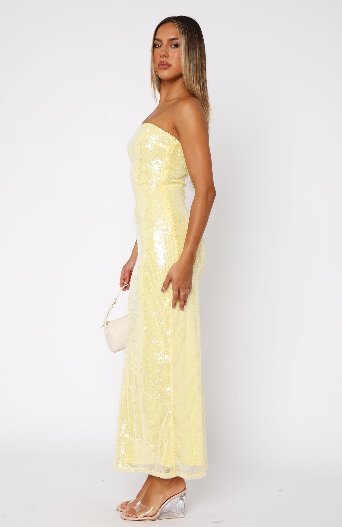 Ultimate Strapless Maxi Dress in Lemon – Premium Fit & Style