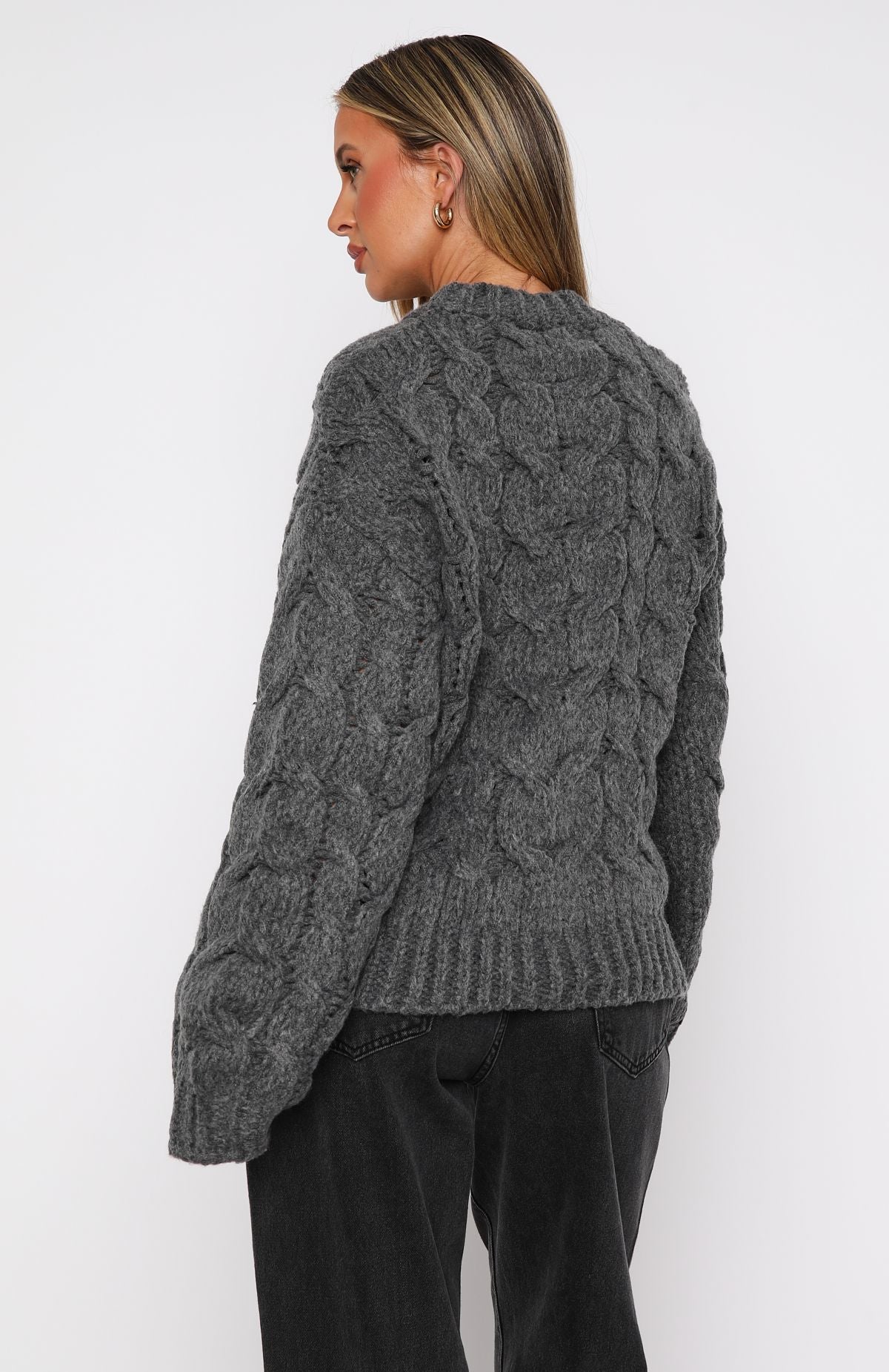 Premium Oversized Cable Knit Sweater - Ultimate Grey Comfort