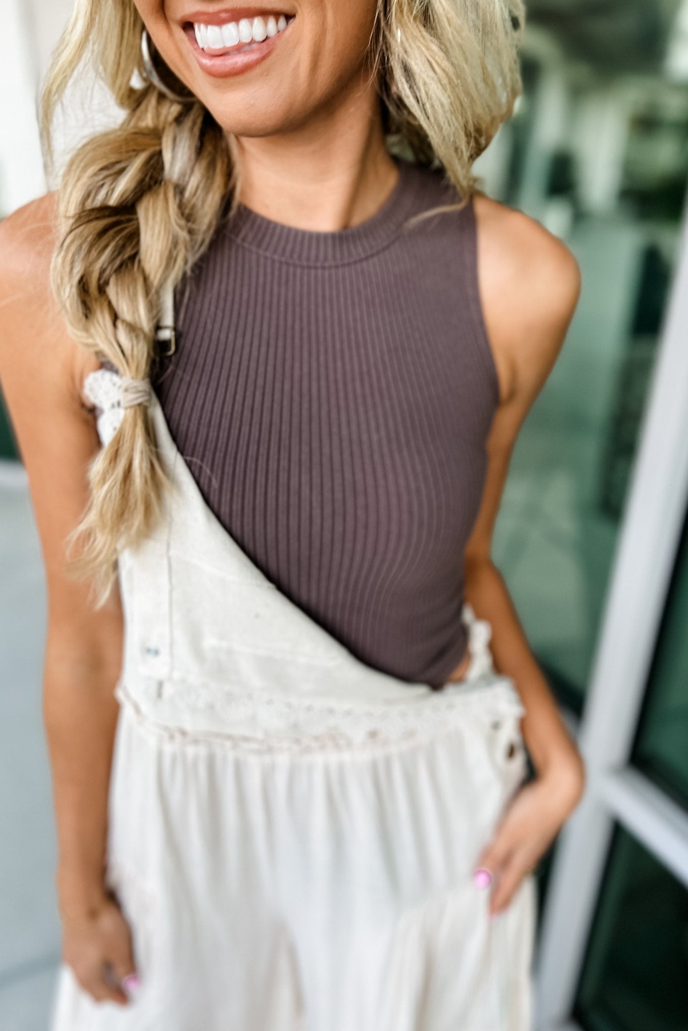 Ultimate High Neck Crop Top in Luxe Brown