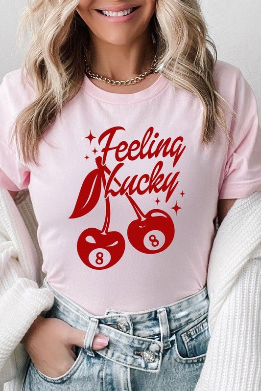 Premium Feeling Lucky Cherries Graphic Tee - Vintage Style