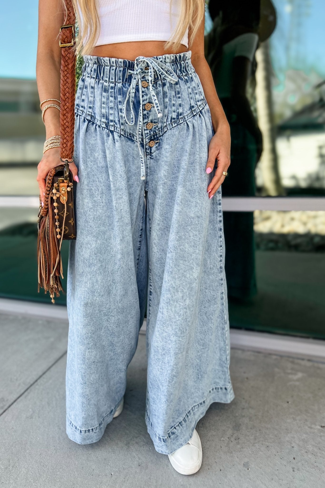 Ultimate Vintage Wide Leg Denim Pants - Premium Mineral Washed Style