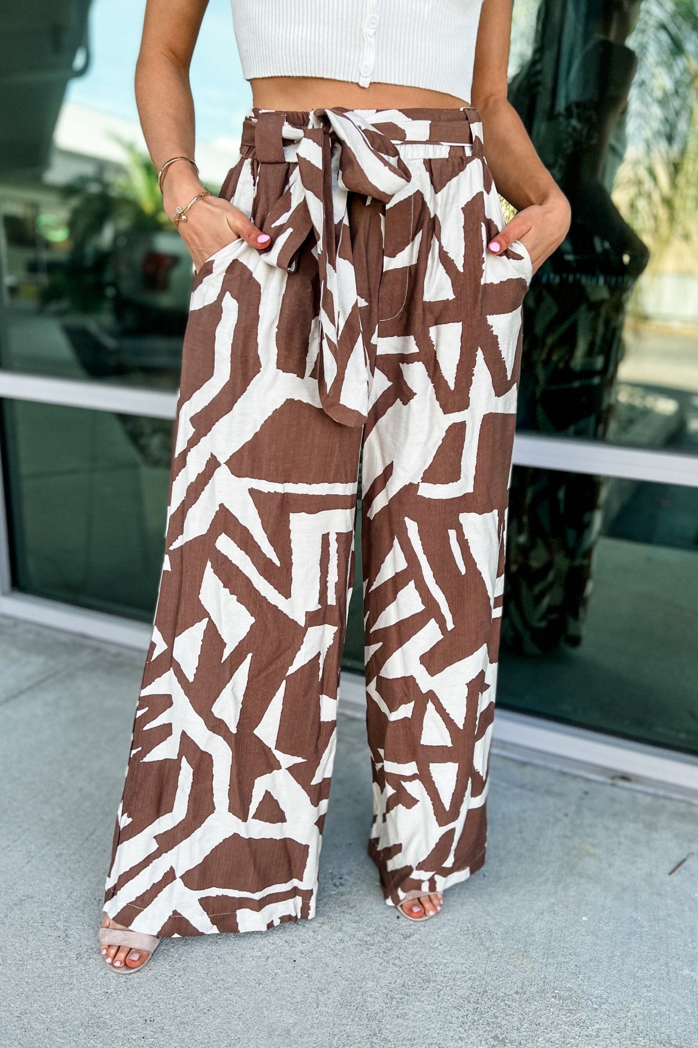 Premium Brown Abstract Wide Leg Pants - Ultimate Comfort & Style