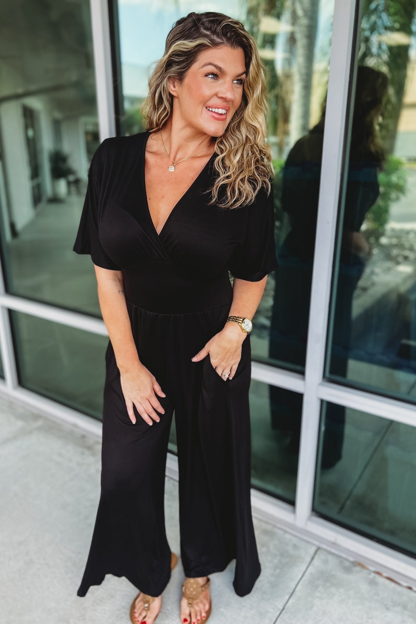 Ultimate V-Neck Wide Leg Jumpsuit - Effortless Elegance