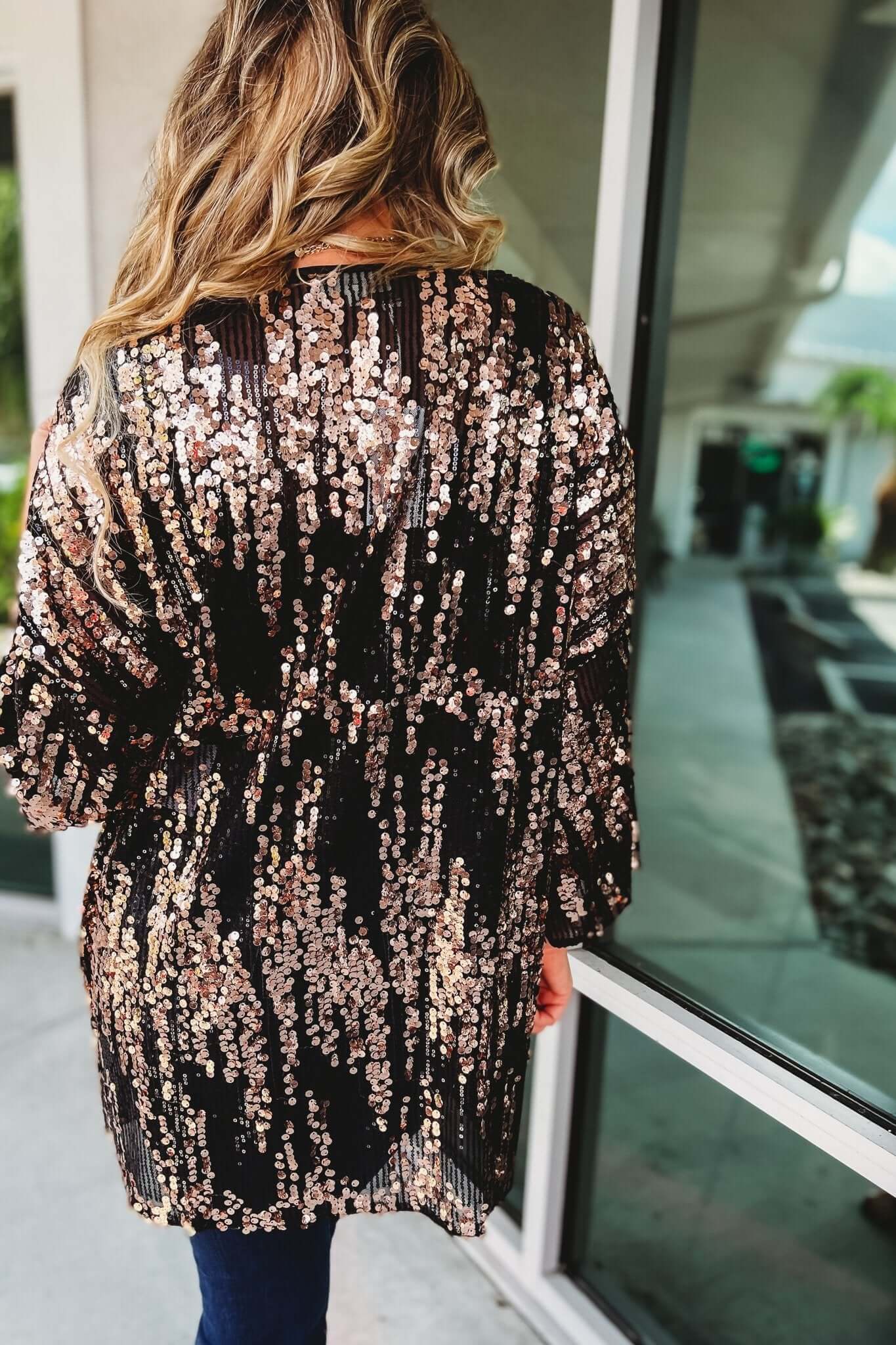 Premium Black Sequin Rockstar Cardigan - Ultimate Party Glam