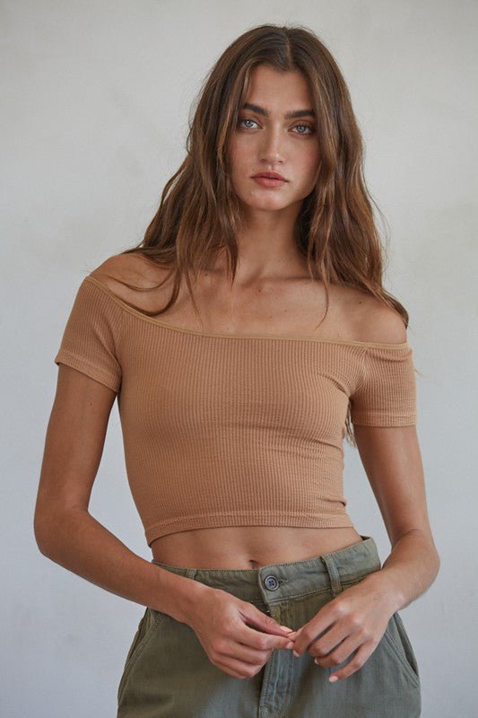 Anna Knit Seamless Off Shoulder Crop Top - Premium Fit & Style!