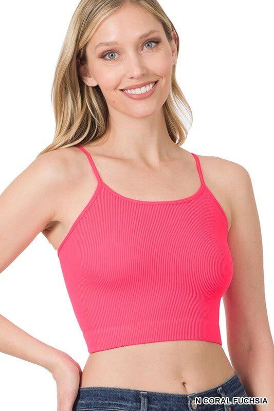 Premium Go Girl Ribbed Cropped Cami - 7 Vibrant Colors